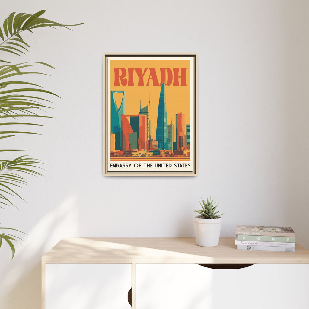 Riyadh Embassy Wrapped Canvas Framed
