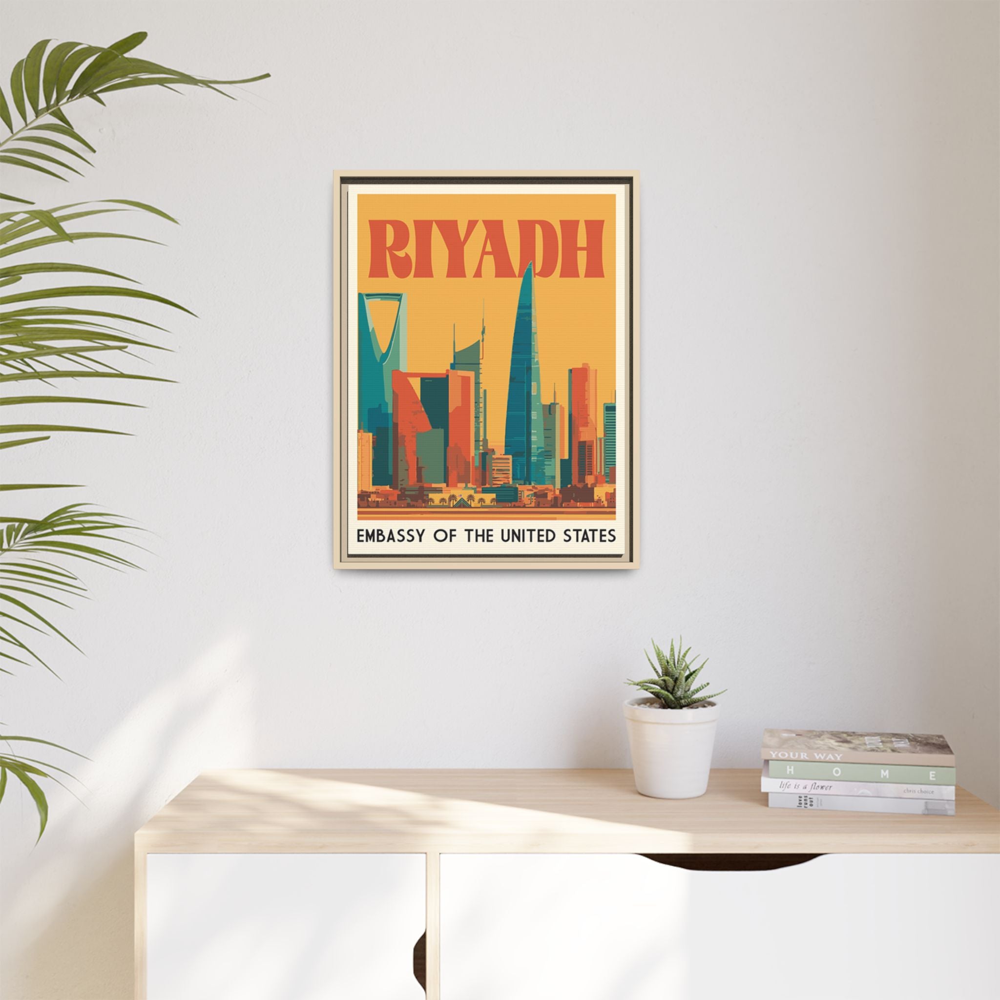 Riyadh Embassy Wrapped Canvas Framed