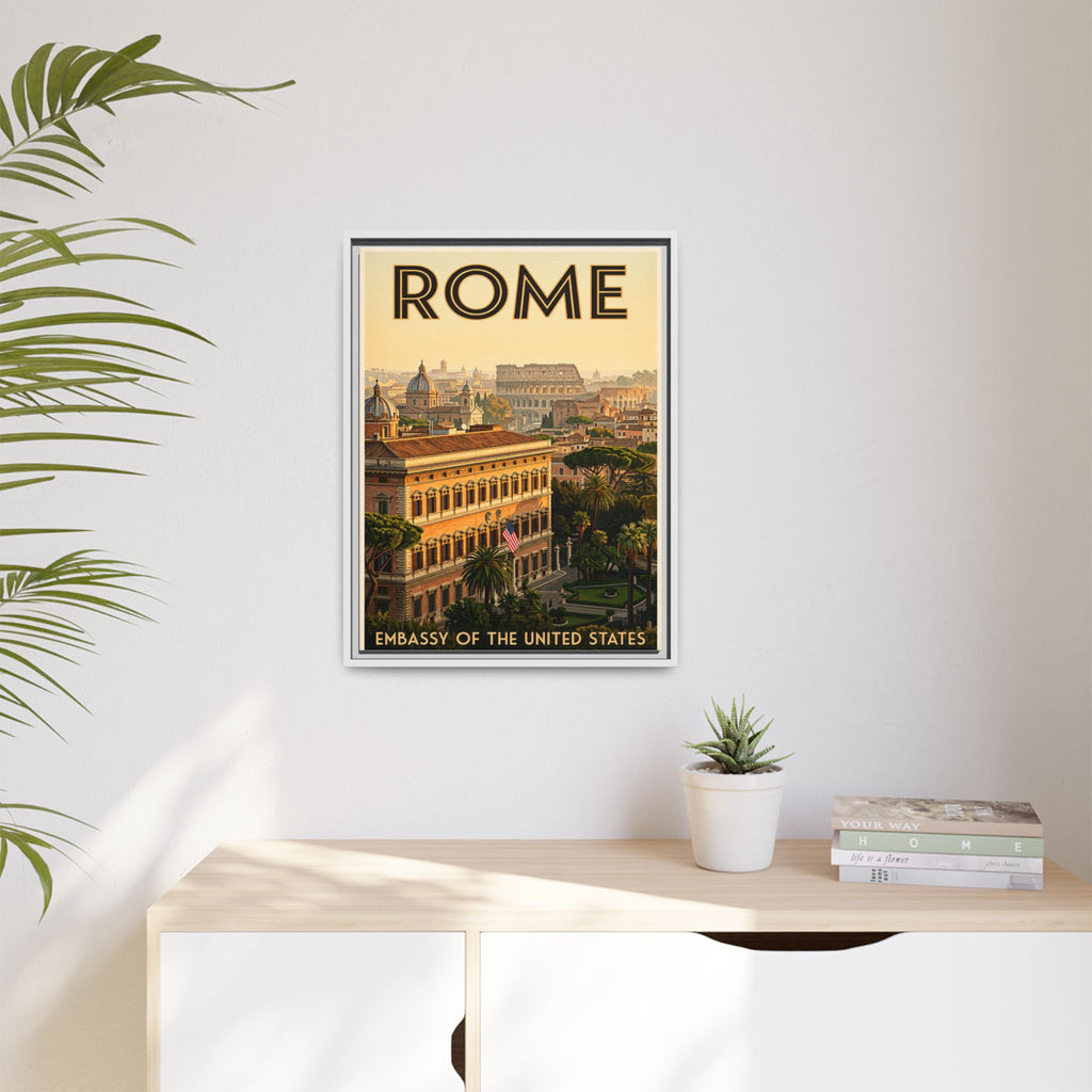 Rome Embassy Wrapped Canvas Framed