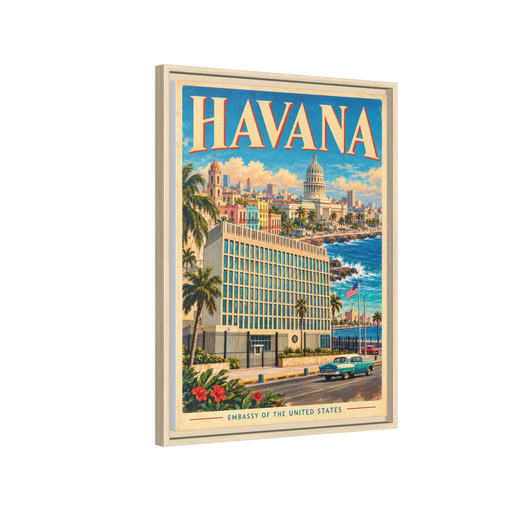 Havana Embassy Wrapped Canvas Framed
