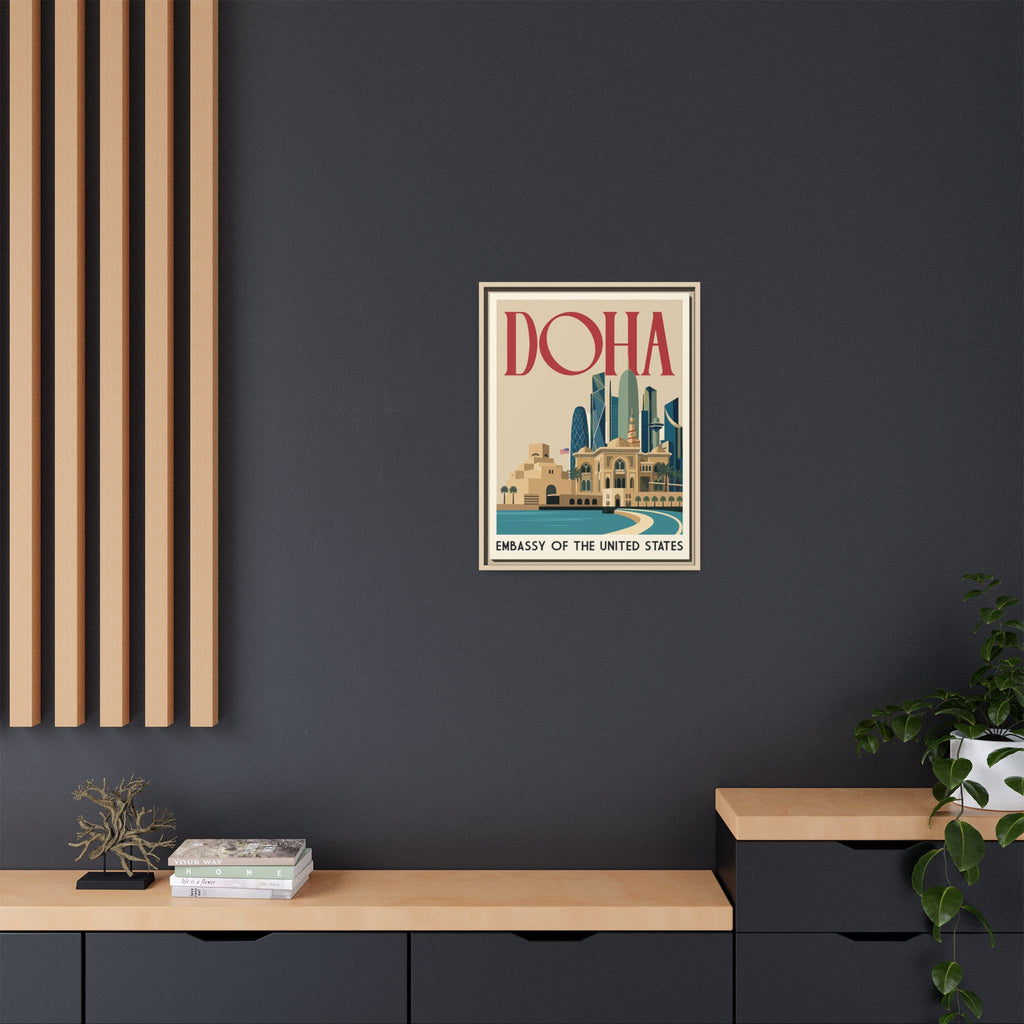 Doha Embassy Wrapped Canvas Framed