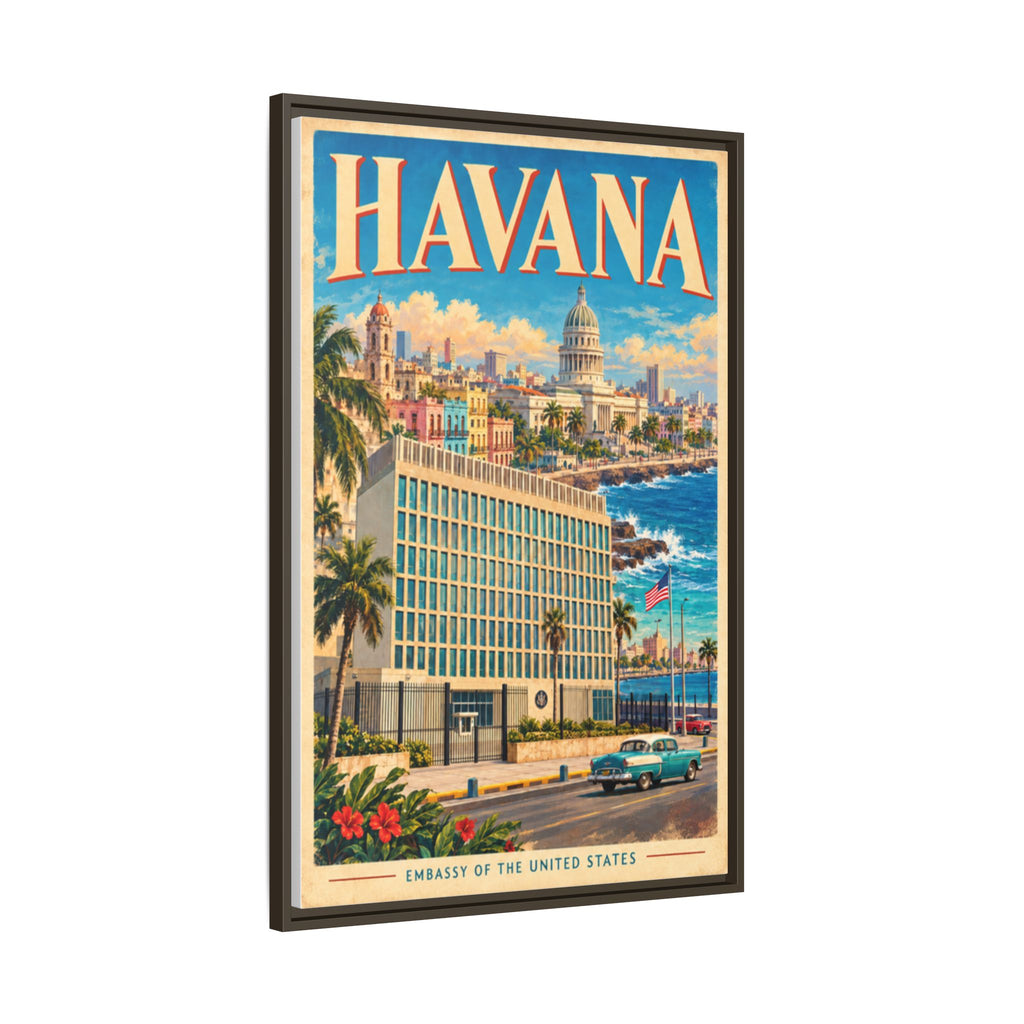 Havana Embassy Wrapped Canvas Framed