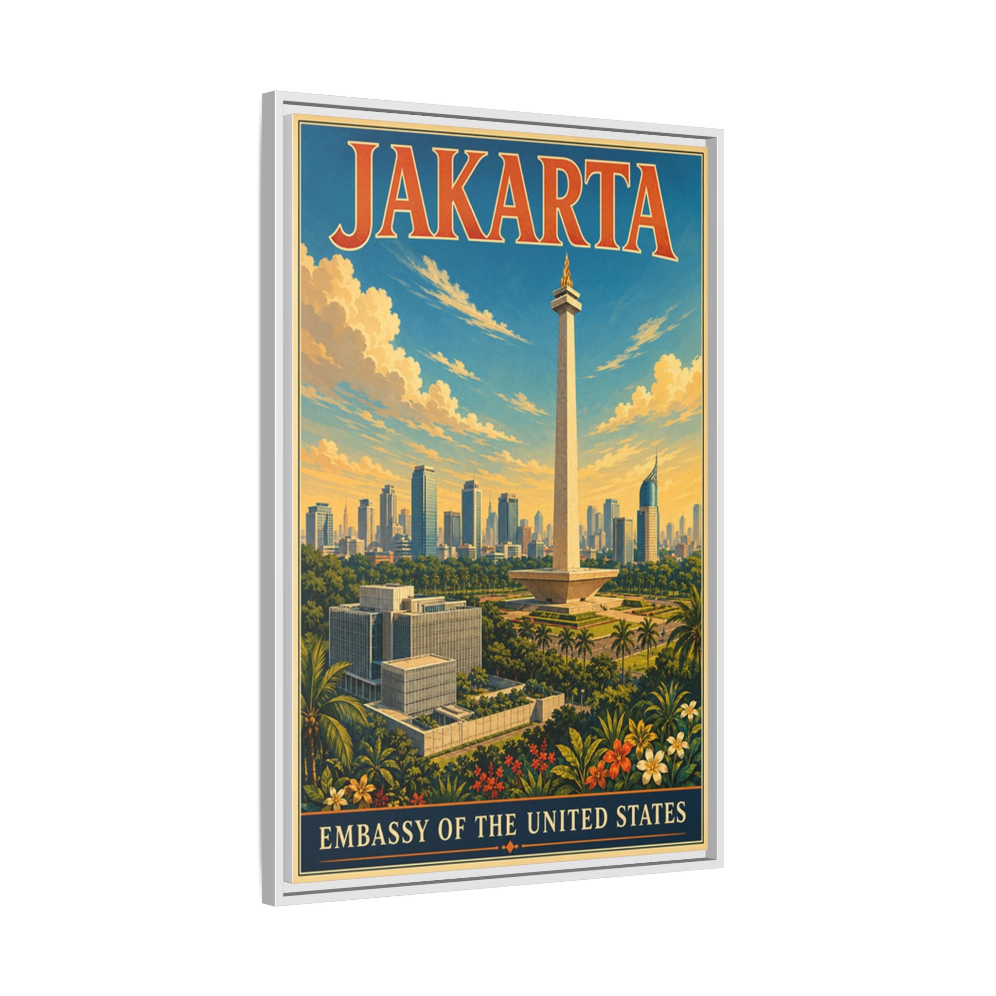 Jakarta Embassy Wrapped Canvas Framed