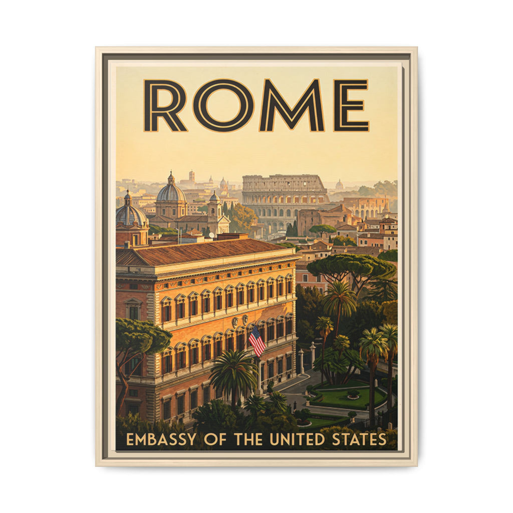 Rome Embassy Wrapped Canvas Framed