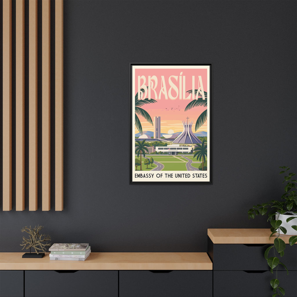 Brasília Embassy Wrapped Canvas Framed