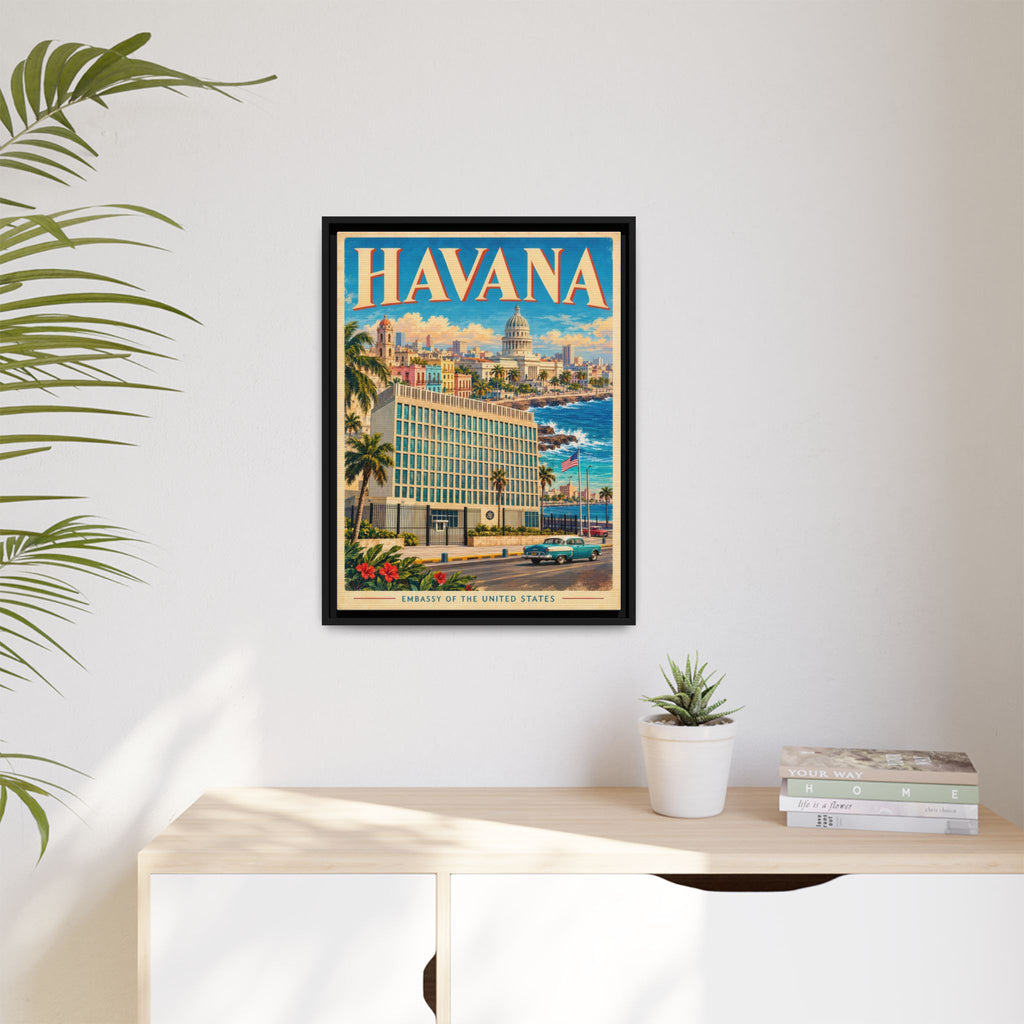 Havana Embassy Wrapped Canvas Framed