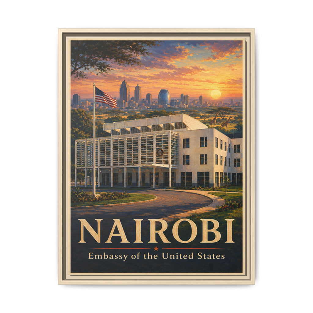 Nairobi Embassy Wrapped Canvas Framed