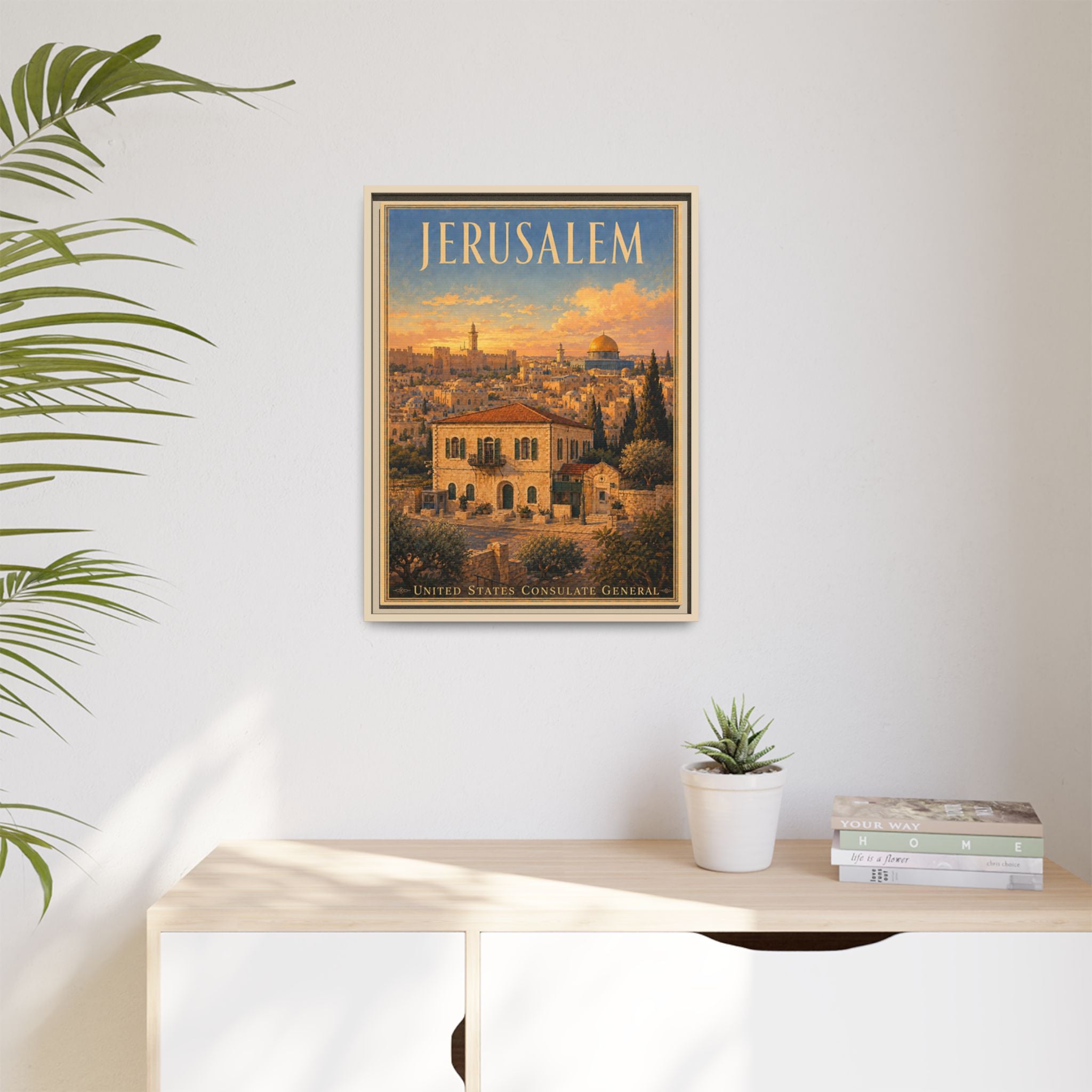 Jerusalem Consulate General Wrapped Canvas Framed