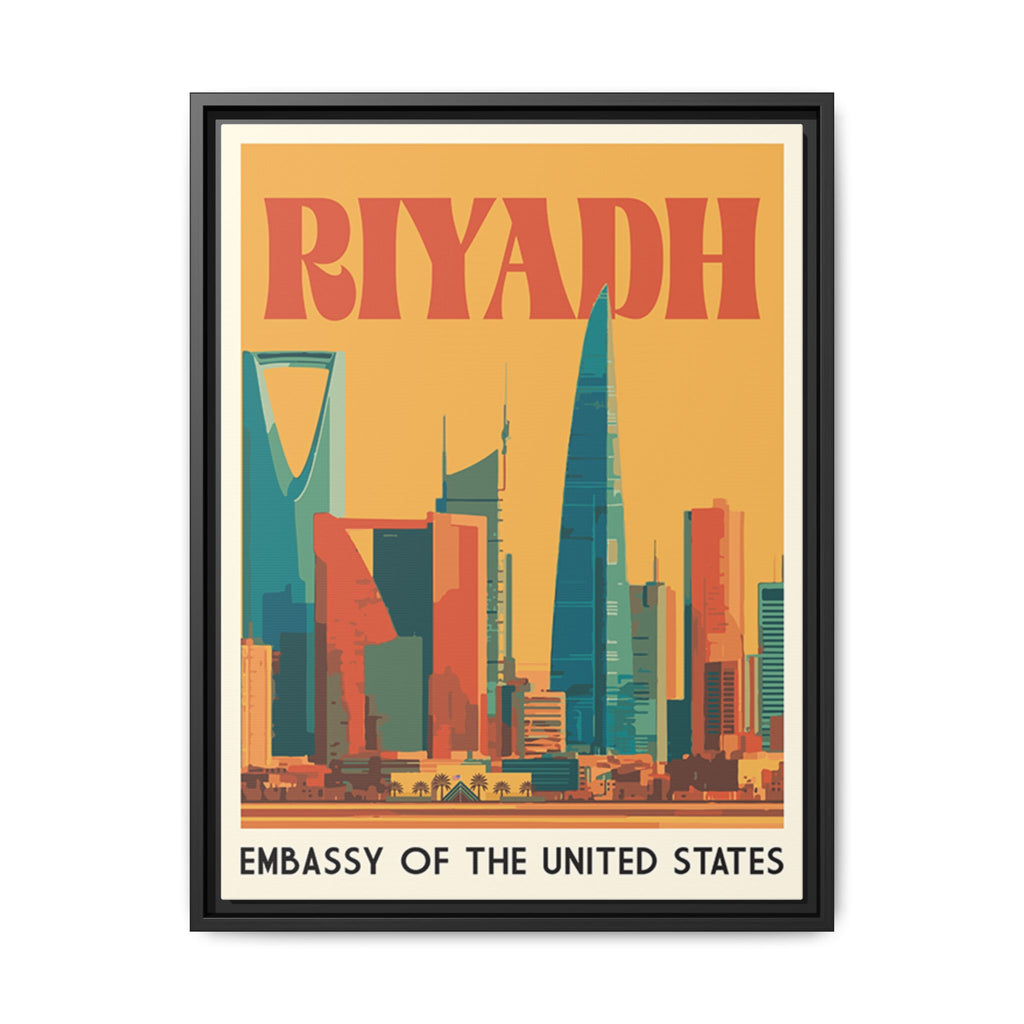 Riyadh Embassy Wrapped Canvas Framed