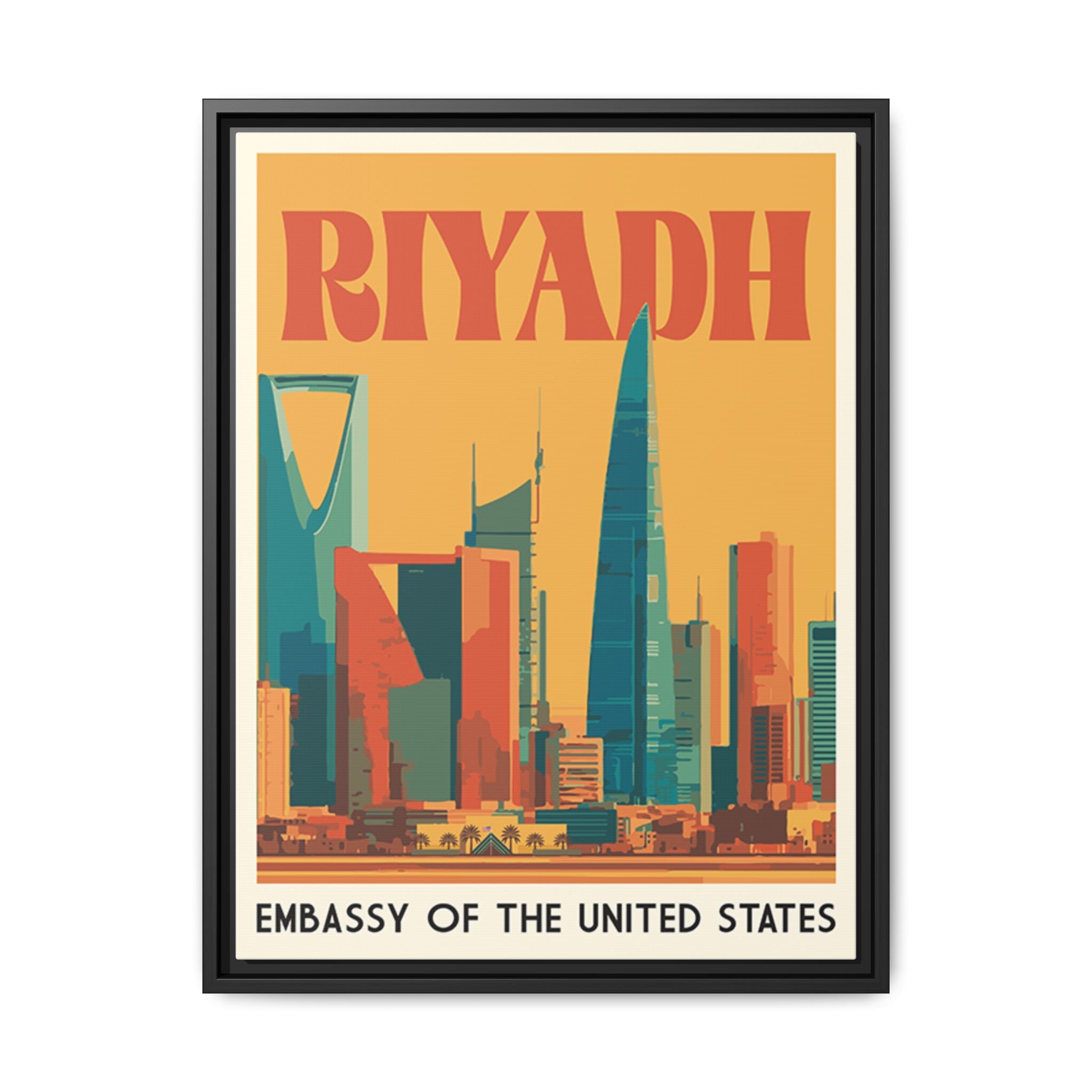 Riyadh Embassy Wrapped Canvas Framed
