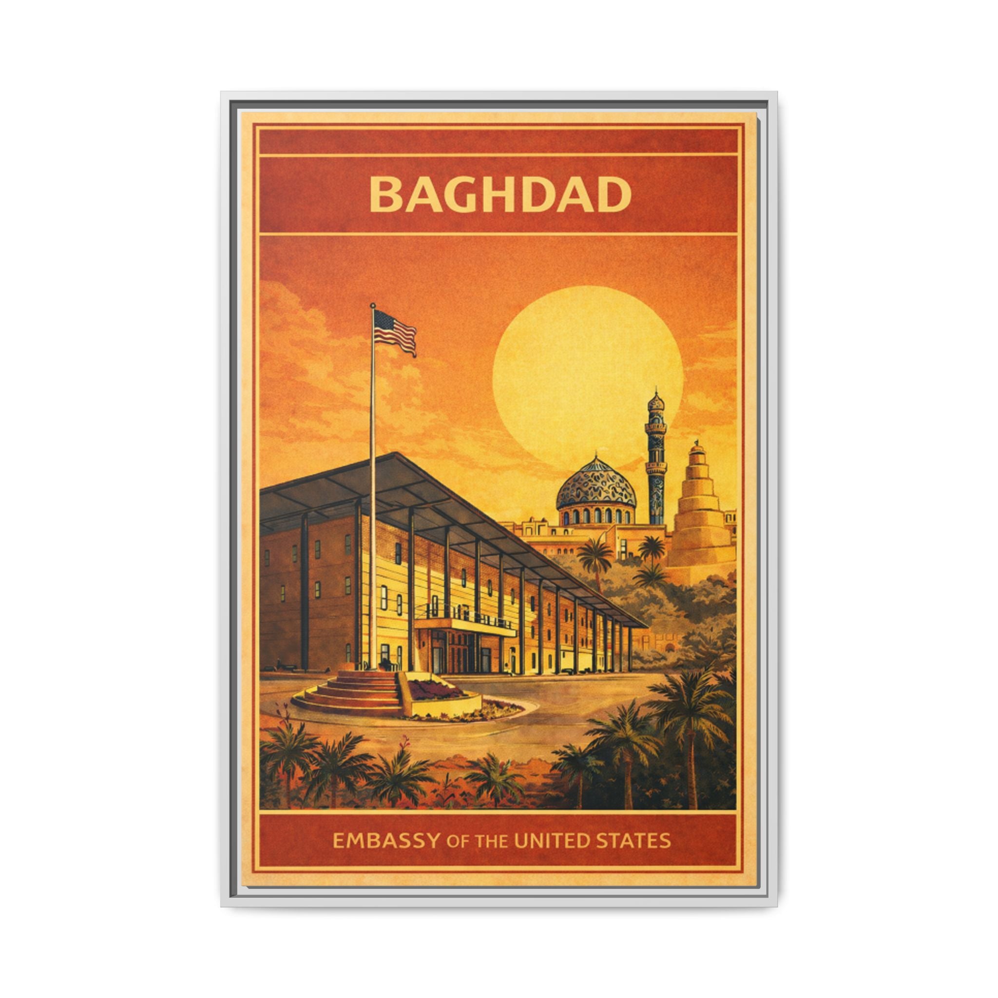 Baghdad Embassy Wrapped Canvas Framed