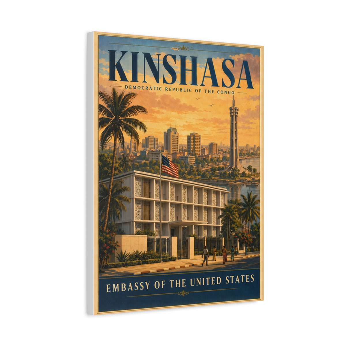 Kinshasa Embassy Wrapped Canvas