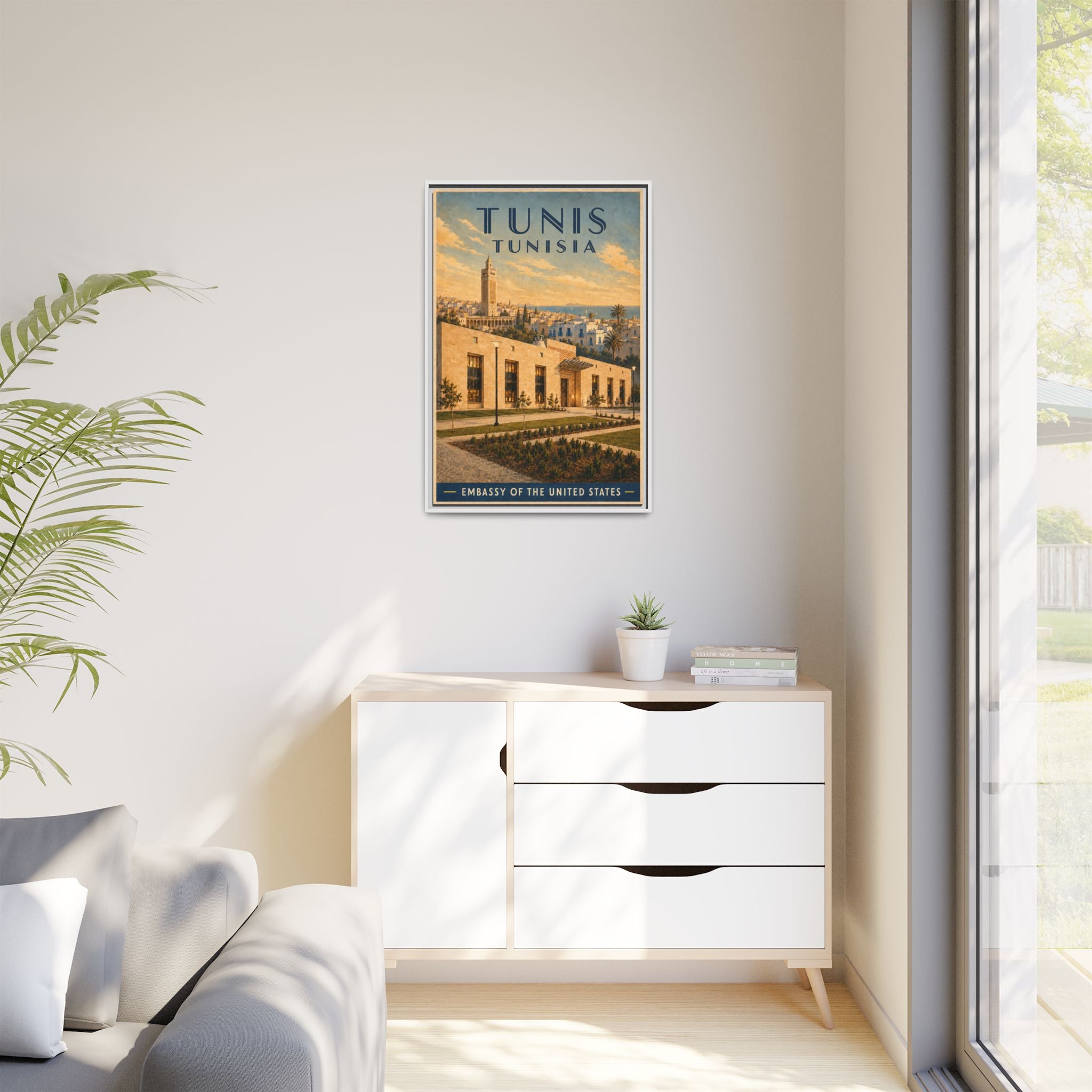 Tunis Embassy Wrapped Canvas Framed