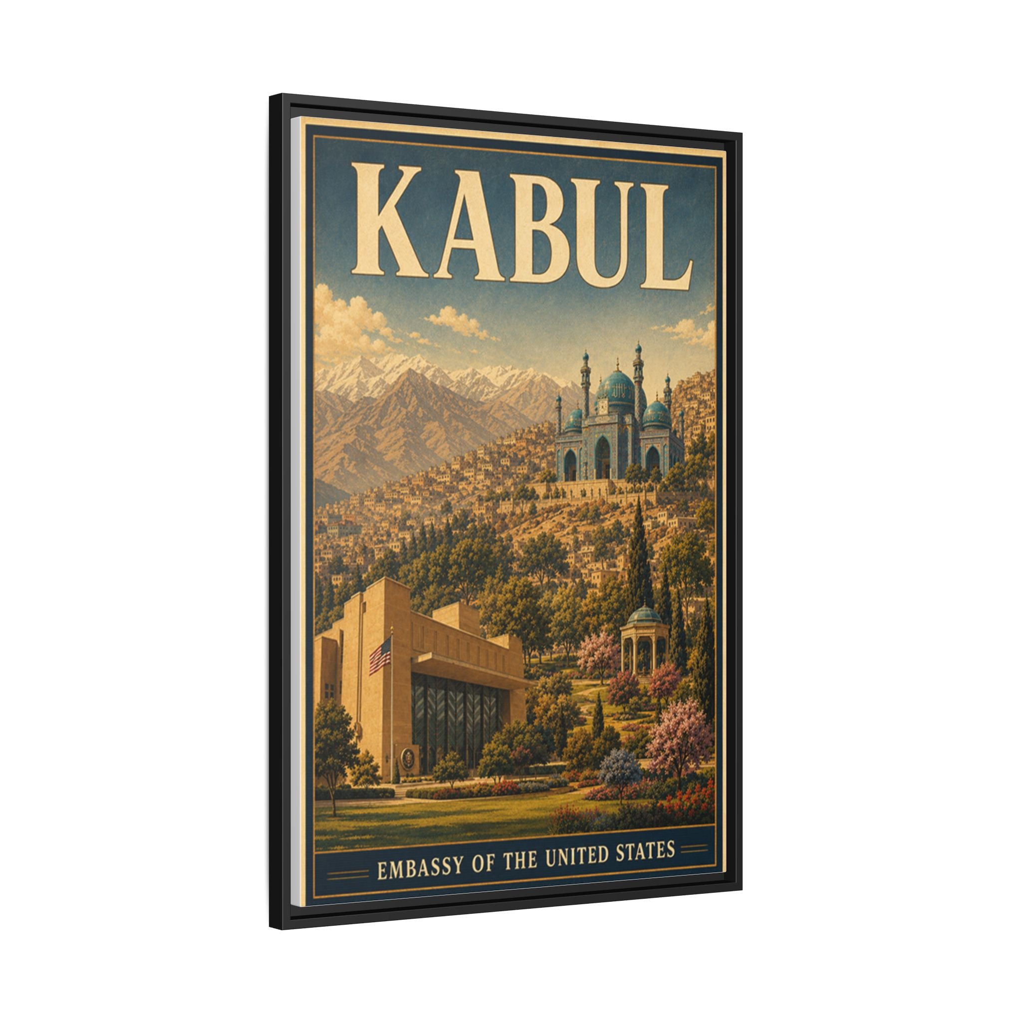 Kabul Embassy Wrapped Canvas Framed
