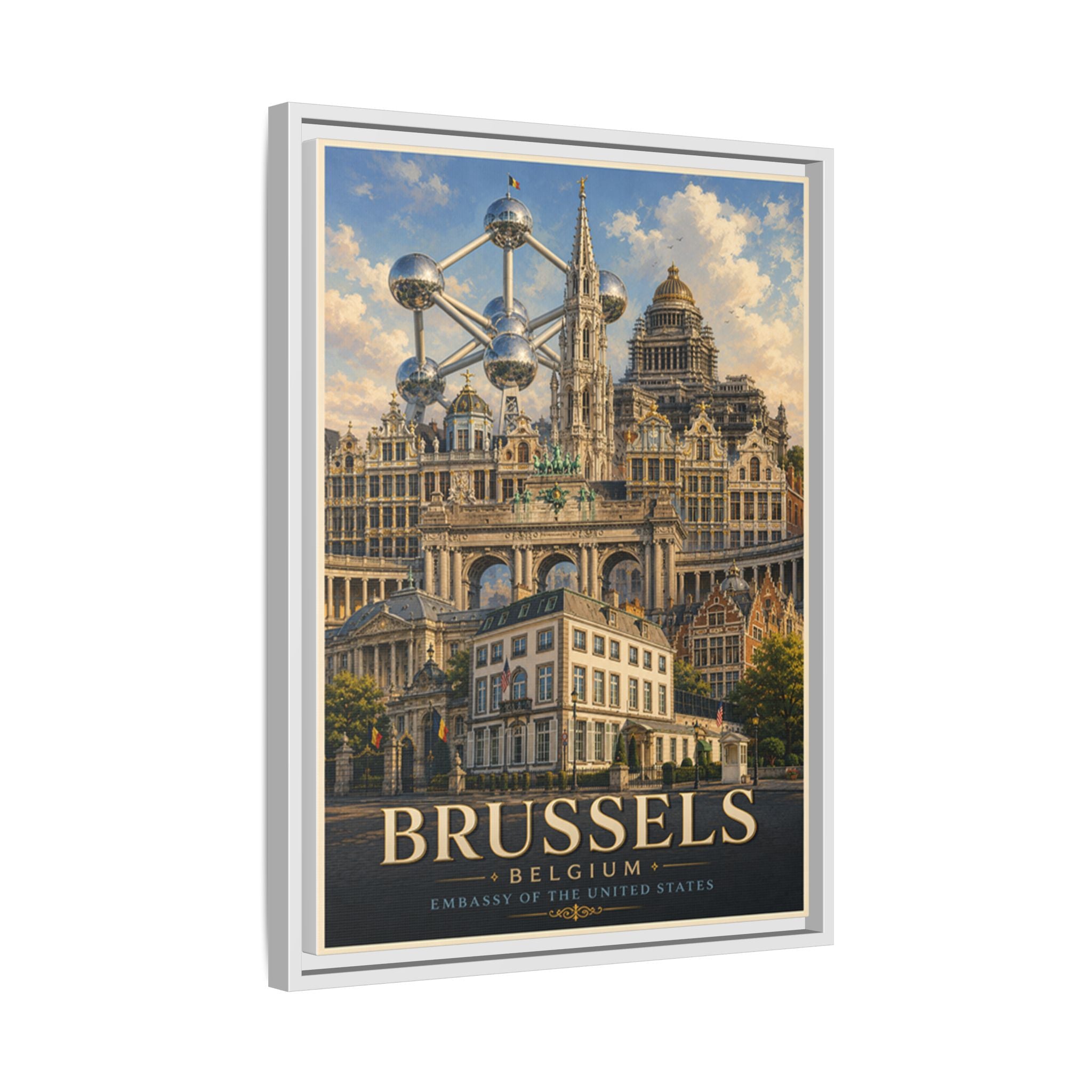 Brussels Embassy Wrapped Canvas Framed