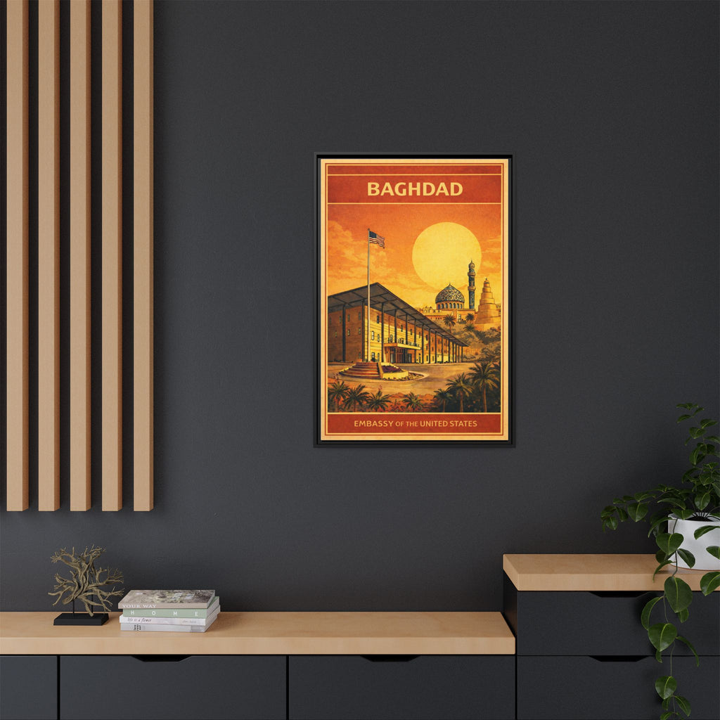 Baghdad Embassy Wrapped Canvas Framed