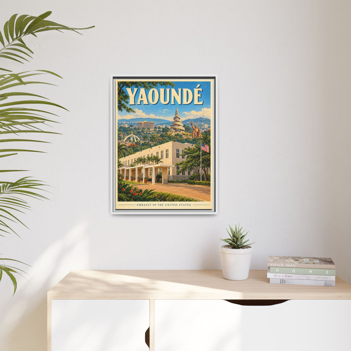 Yaoundé Embassy Wrapped Canvas Framed