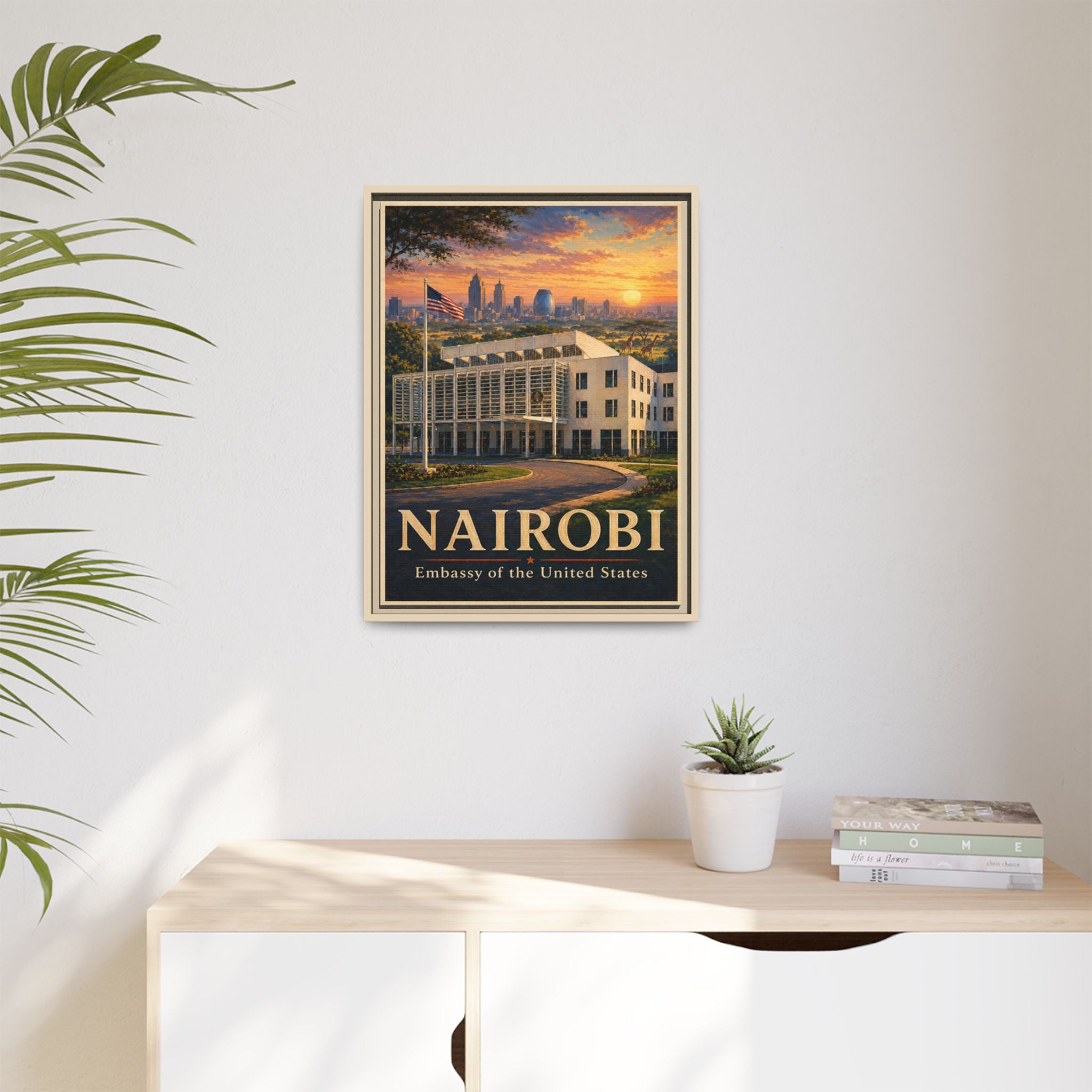 Nairobi Embassy Wrapped Canvas Framed