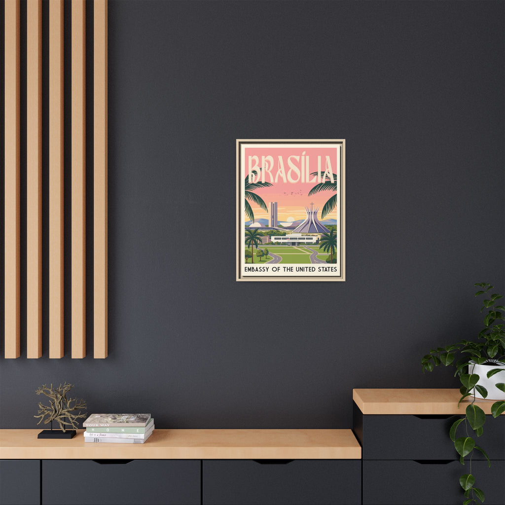 Brasília Embassy Wrapped Canvas Framed