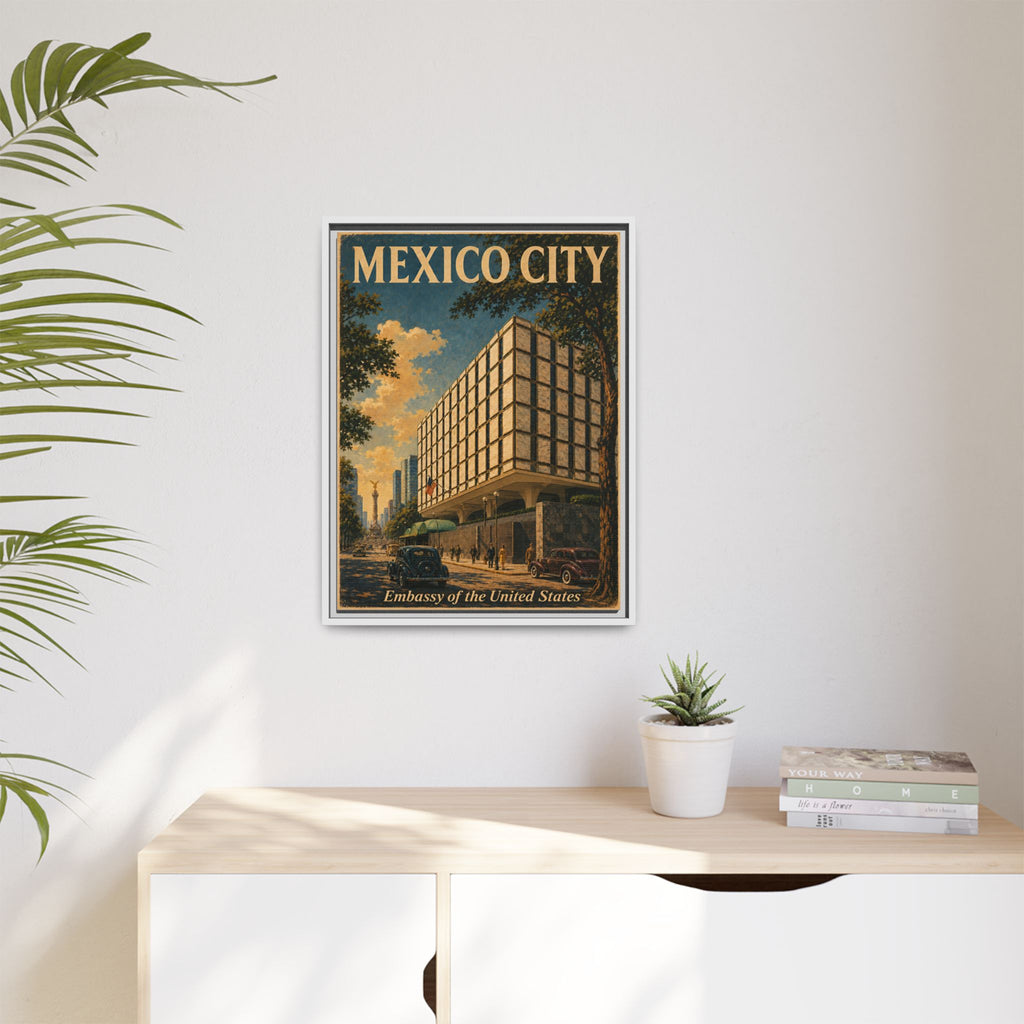 Mexico City Embassy Wrapped Canvas Framed