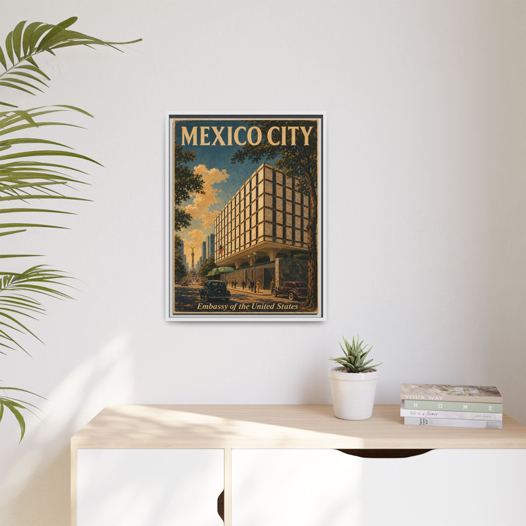 Mexico City Embassy Wrapped Canvas Framed