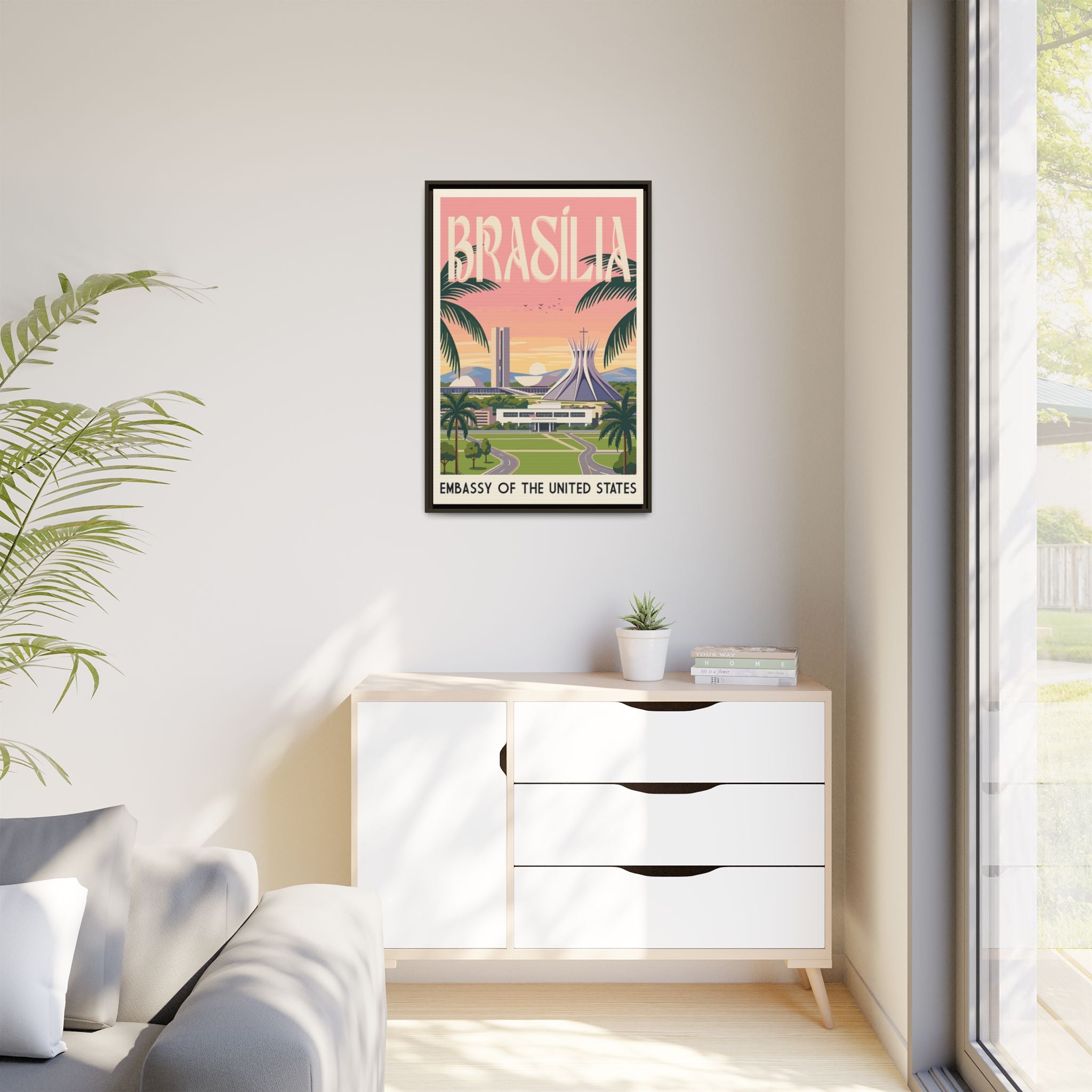 Brasília Embassy Wrapped Canvas Framed
