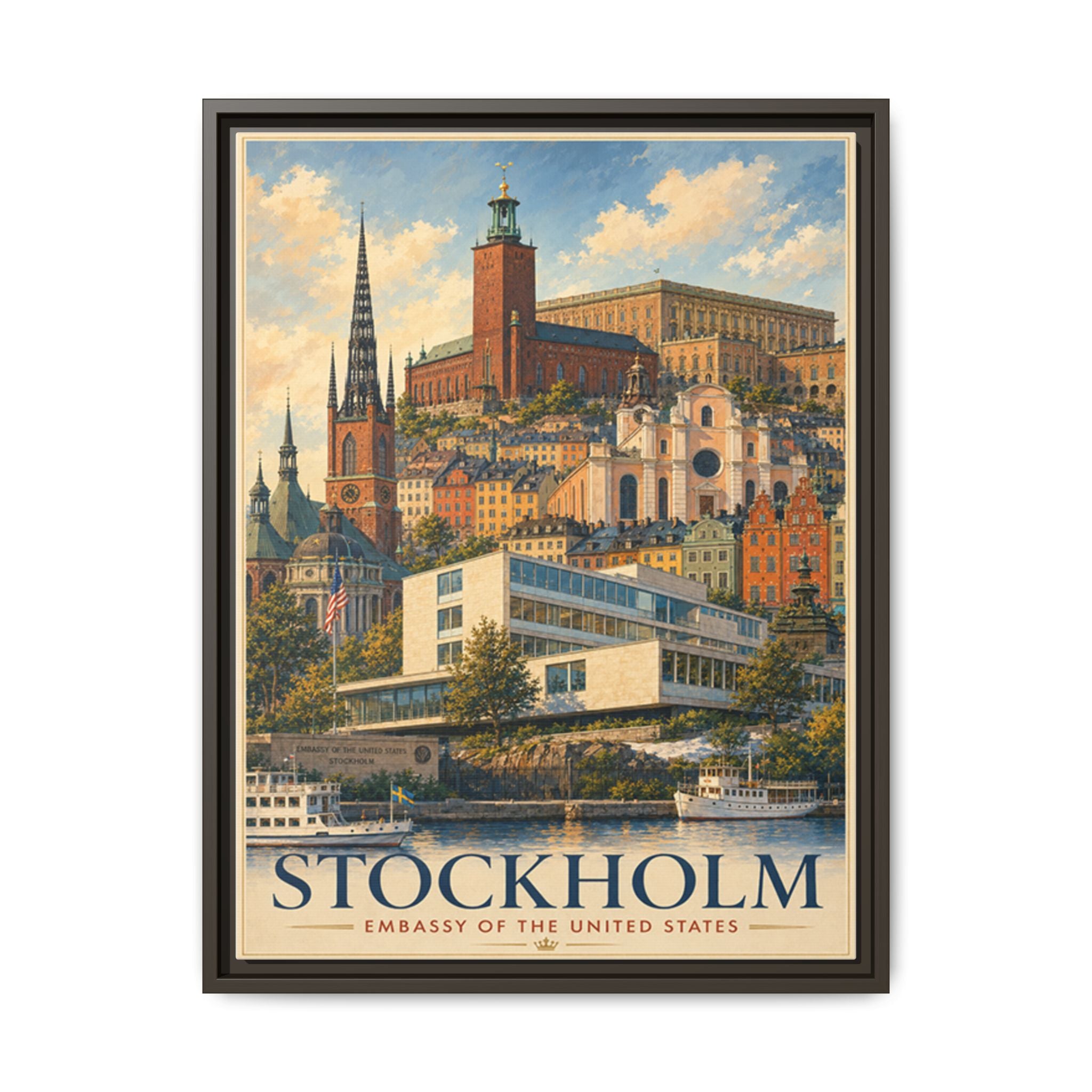 Stockholm Embassy Wrapped Canvas Framed