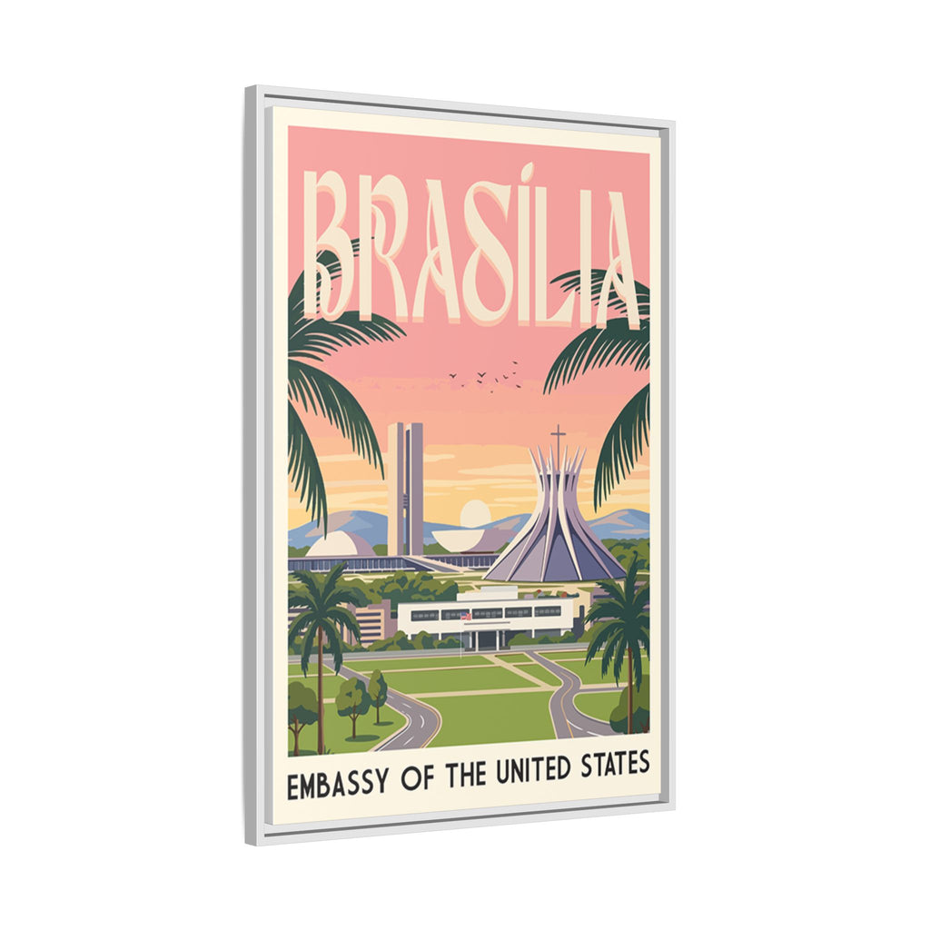 Brasília Embassy Wrapped Canvas Framed