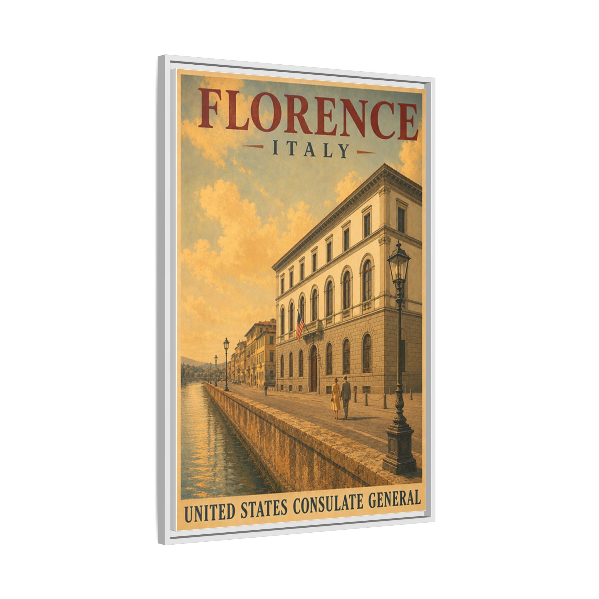 Florence Consulate General Wrapped Canvas Framed