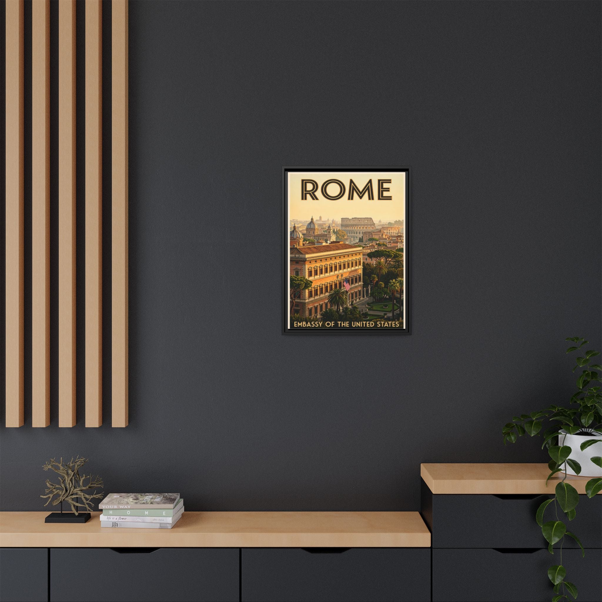 Rome Embassy Wrapped Canvas Framed