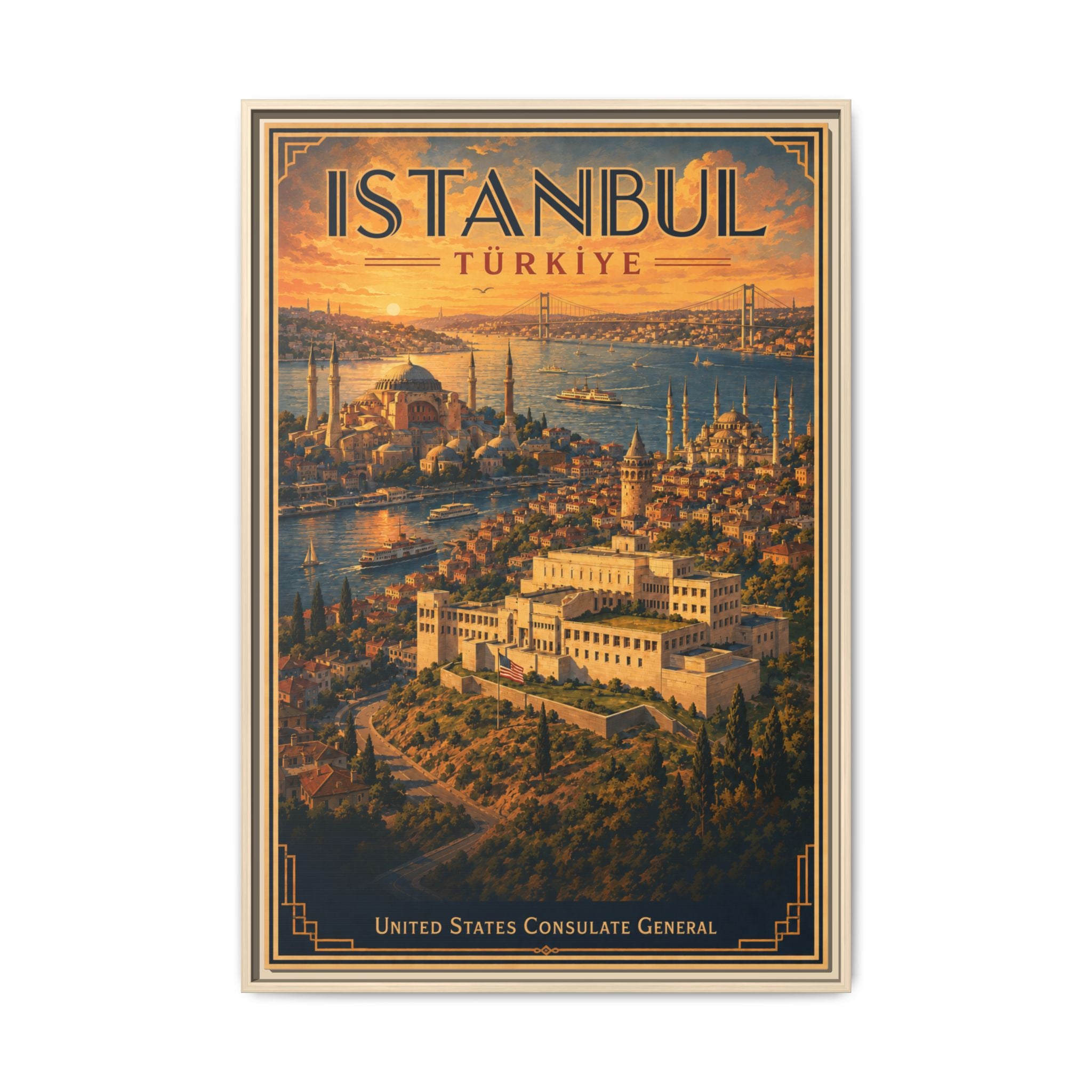 Istanbul Consulate General Wrapped Canvas Framed
