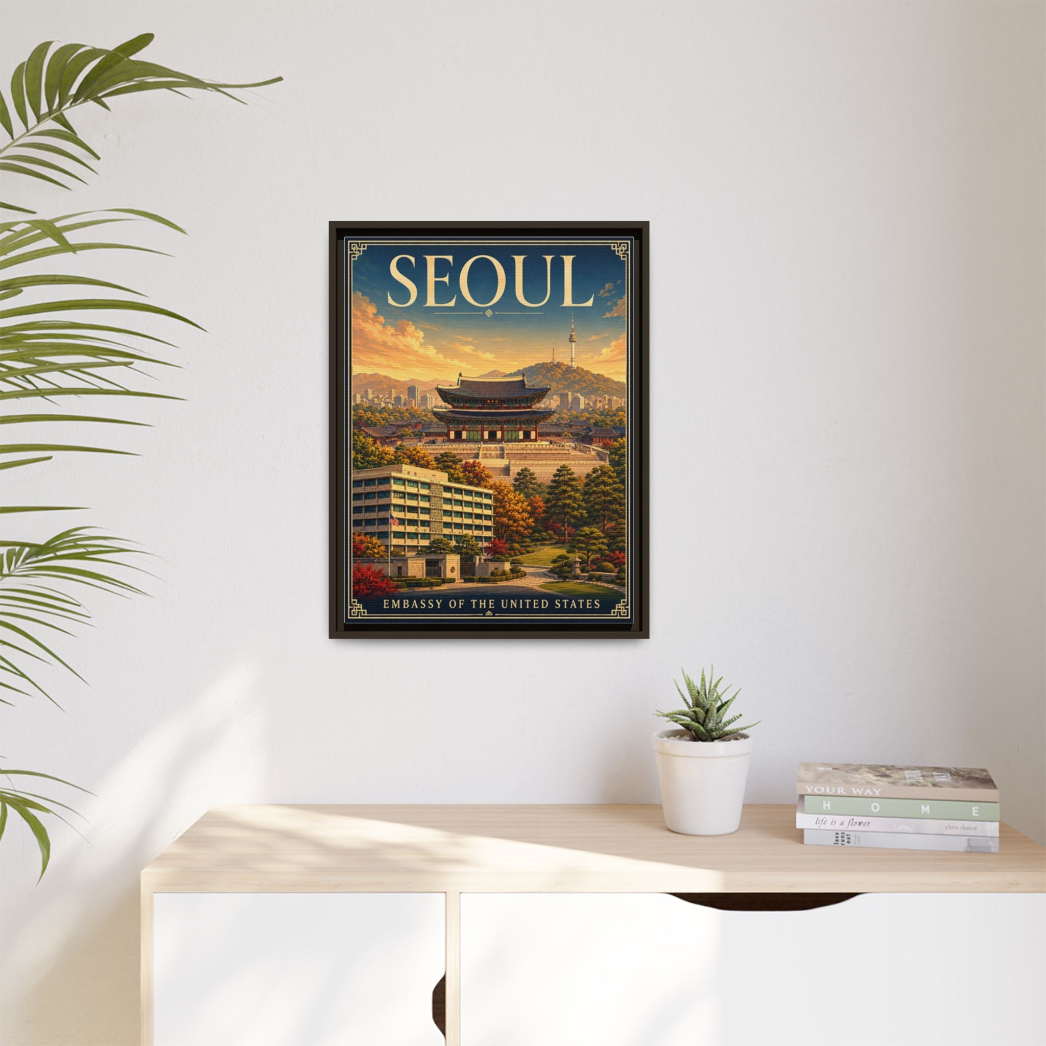 Seoul Embassy Wrapped Canvas Framed