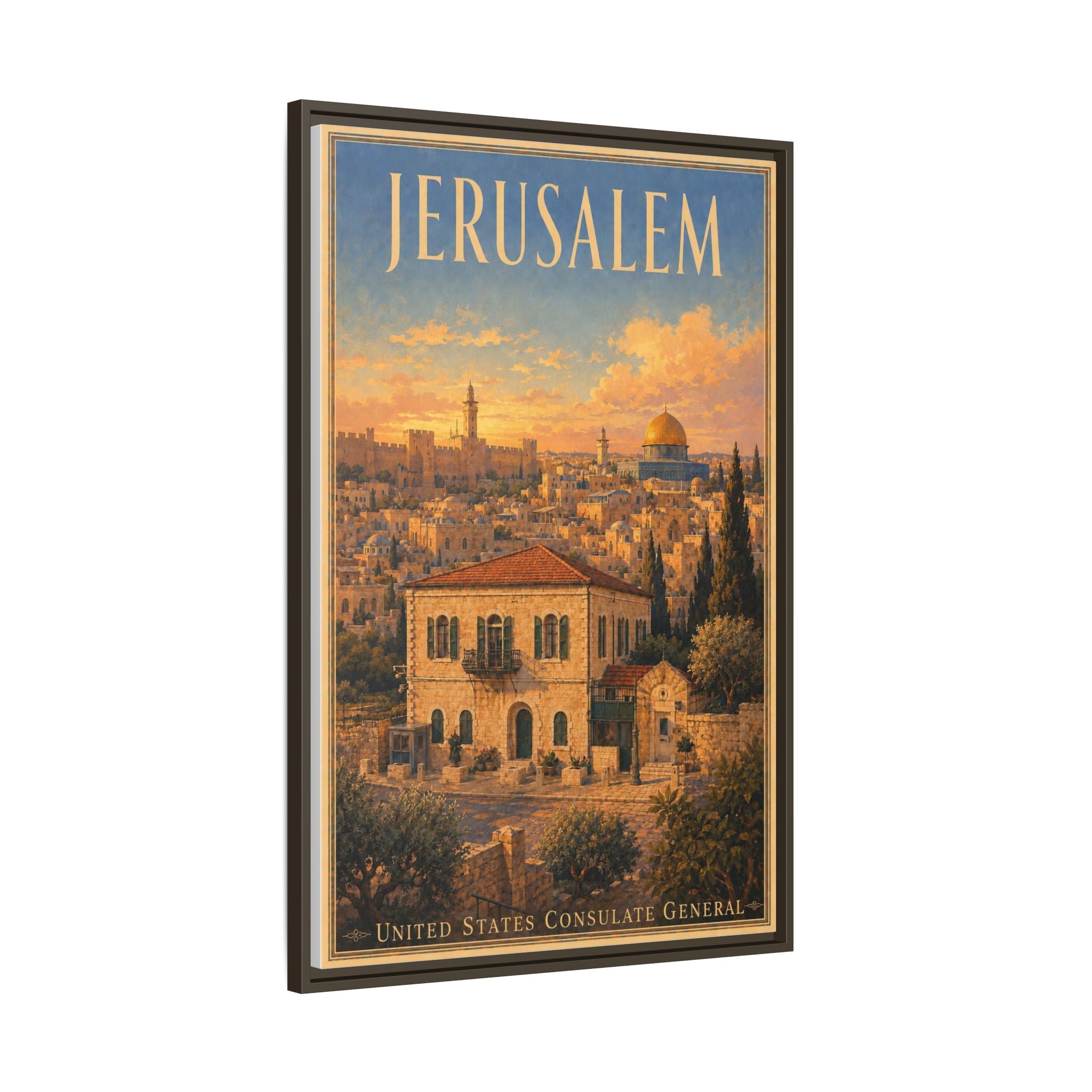 Jerusalem Consulate General Wrapped Canvas Framed