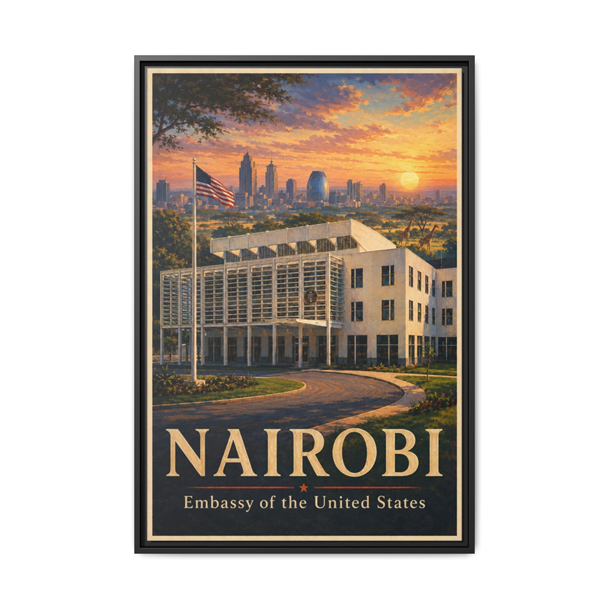 Nairobi Embassy Wrapped Canvas Framed