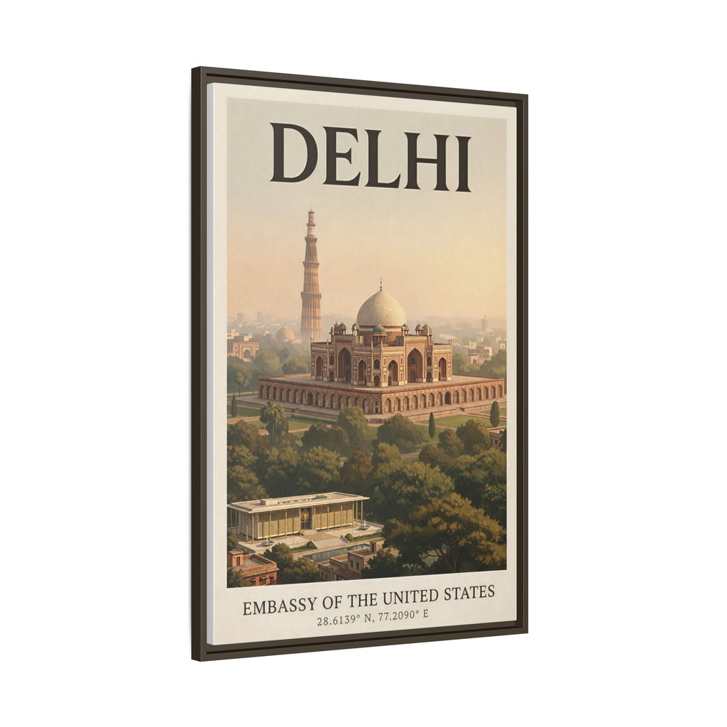 Delhi Embassy Wrapped Canvas Framed