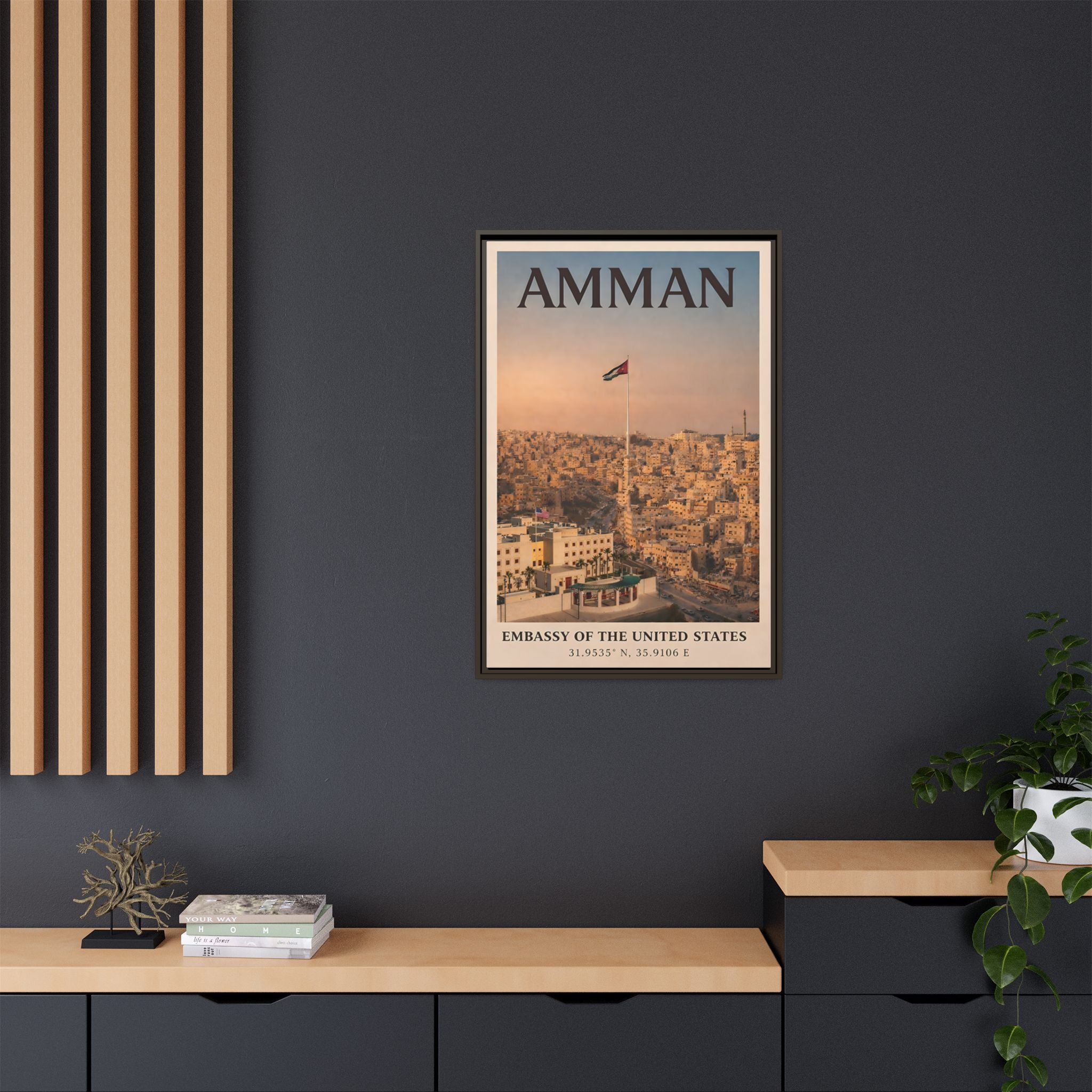 Amman Embassy Wrapped Canvas Framed