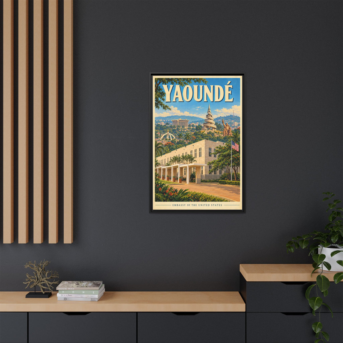 Yaoundé Embassy Wrapped Canvas Framed