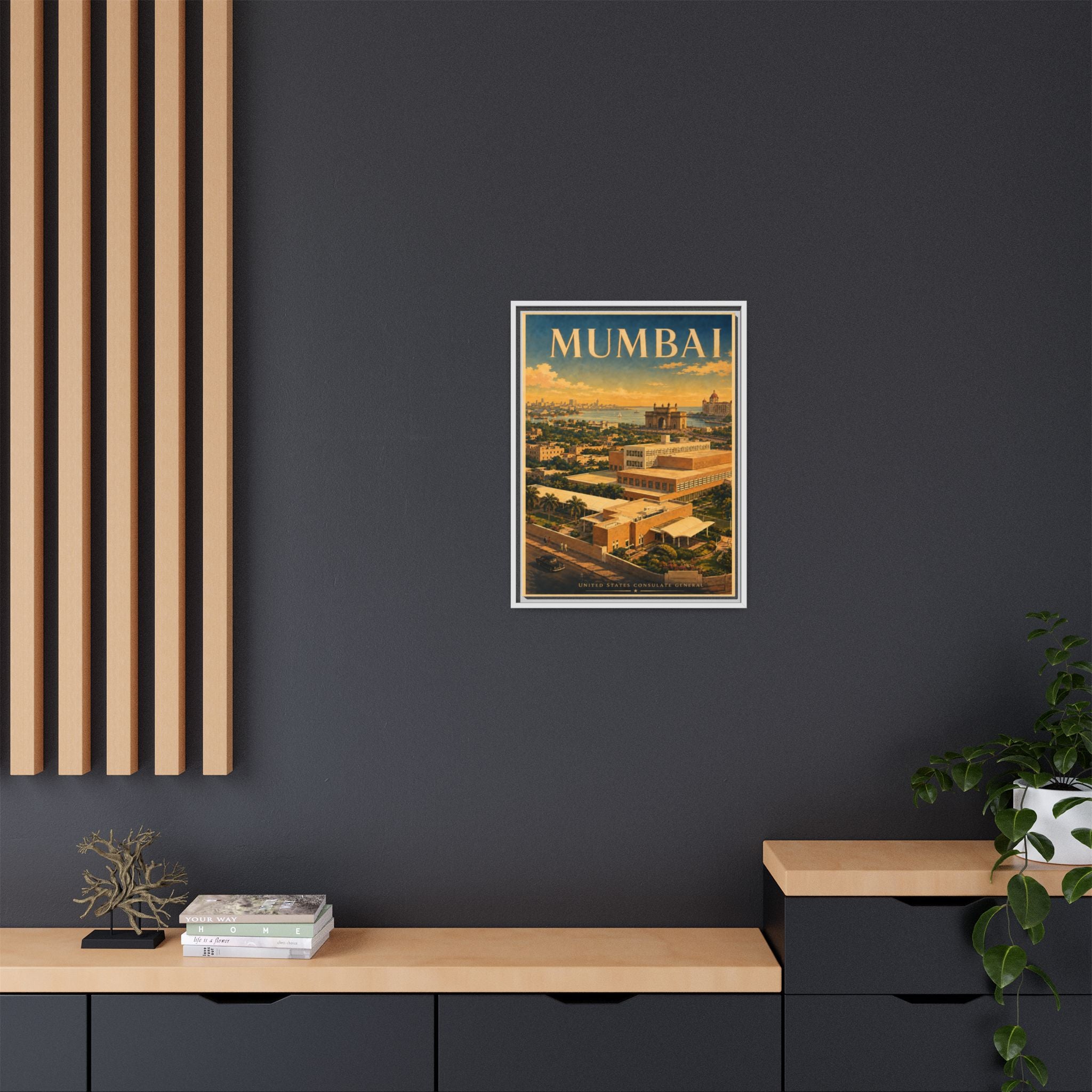 Mumbai Consulate General Wrapped Canvas Framed