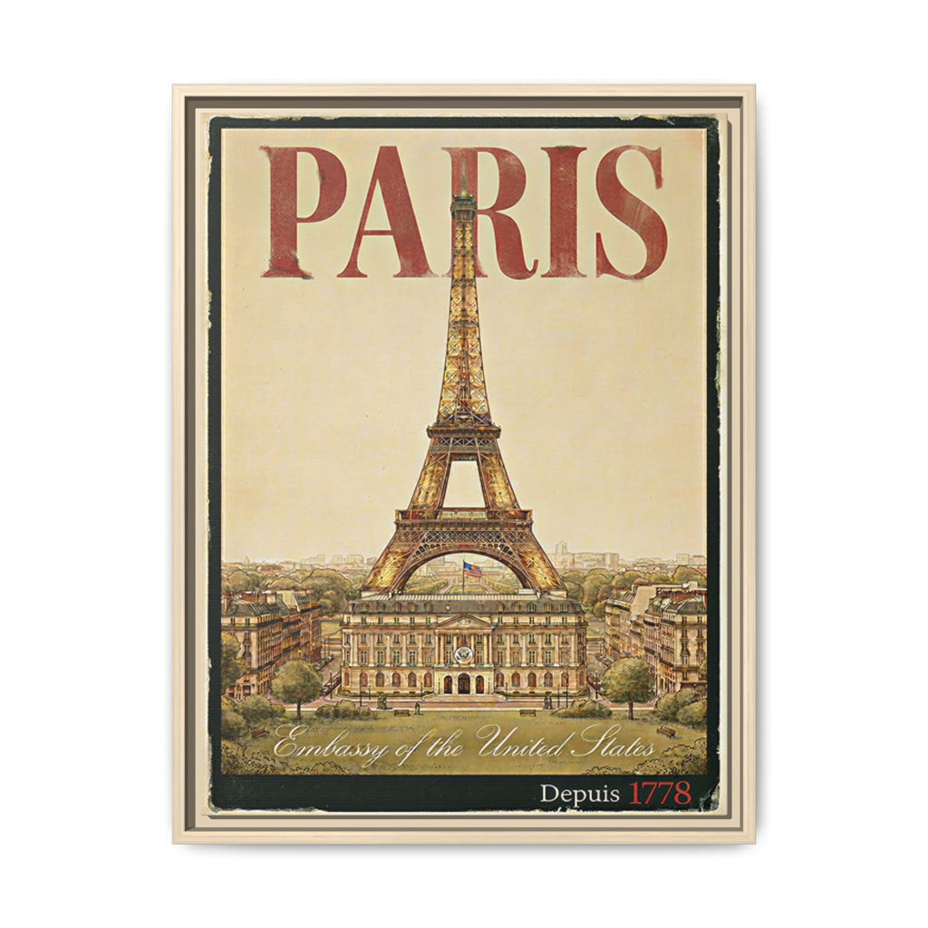 Paris Embassy Wrapped Canvas Framed