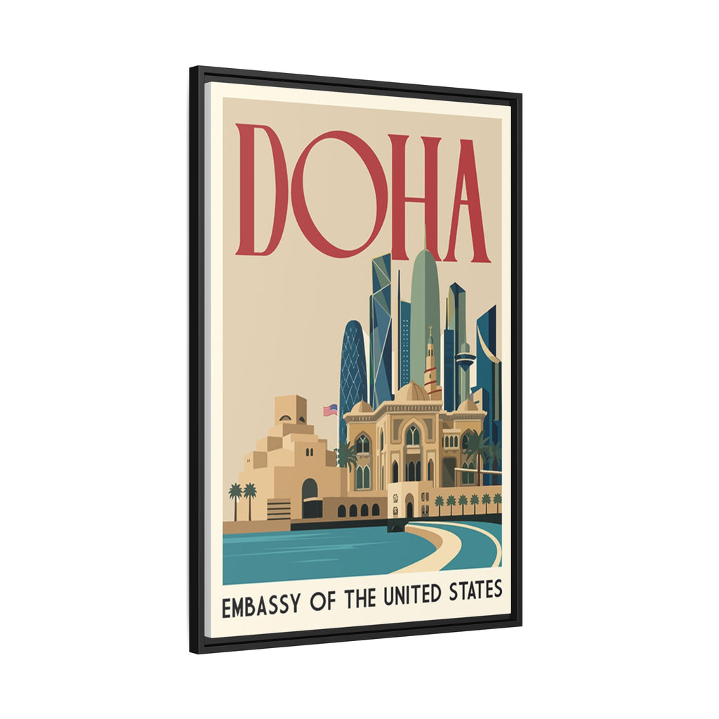 Doha Embassy Wrapped Canvas Framed
