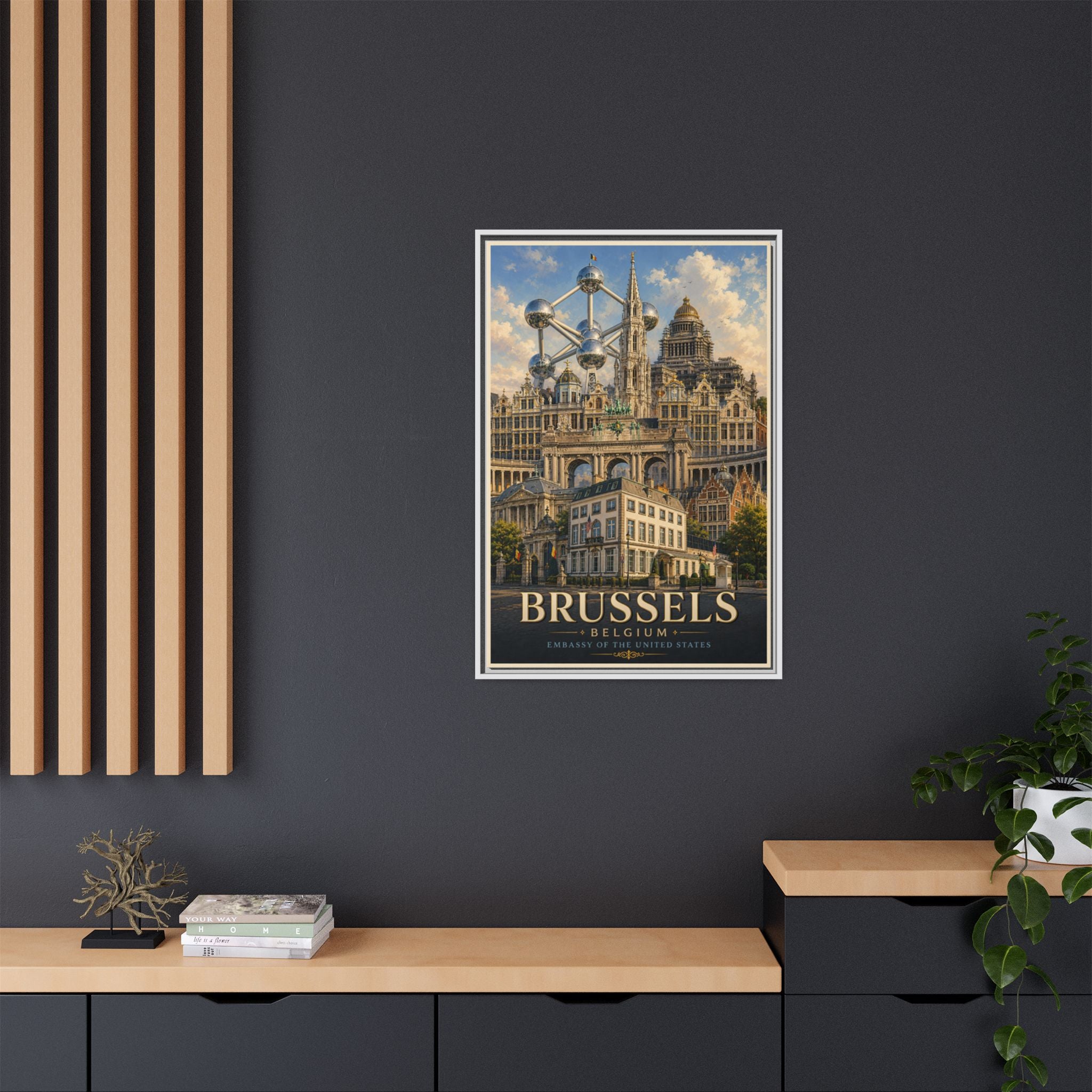 Brussels Embassy Wrapped Canvas Framed