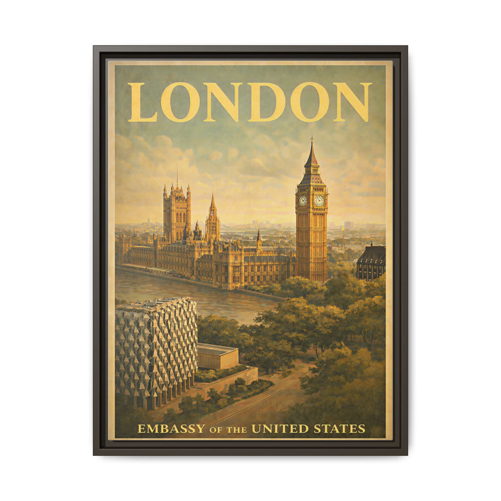 London Embassy Wrapped Canvas Framed