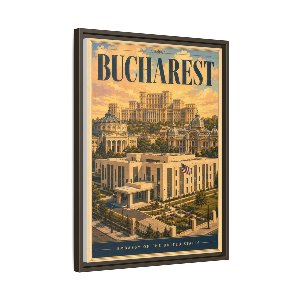 Bucharest Embassy Wrapped Canvas Framed