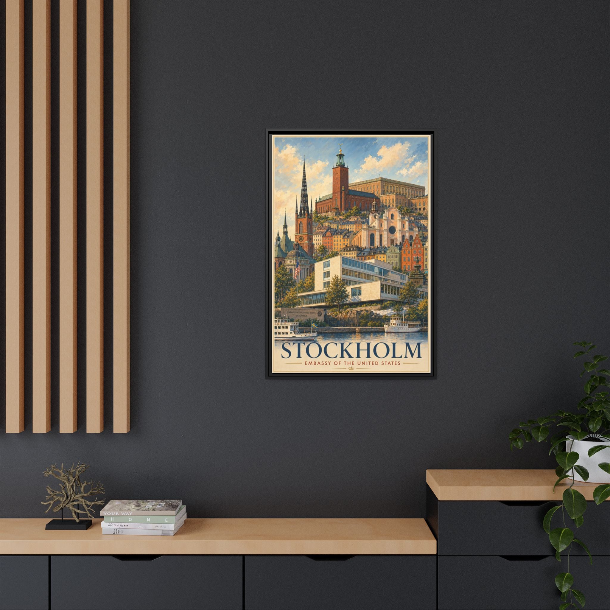 Stockholm Embassy Wrapped Canvas Framed