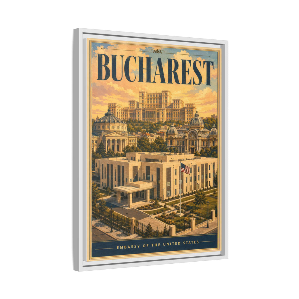 Bucharest Embassy Wrapped Canvas Framed