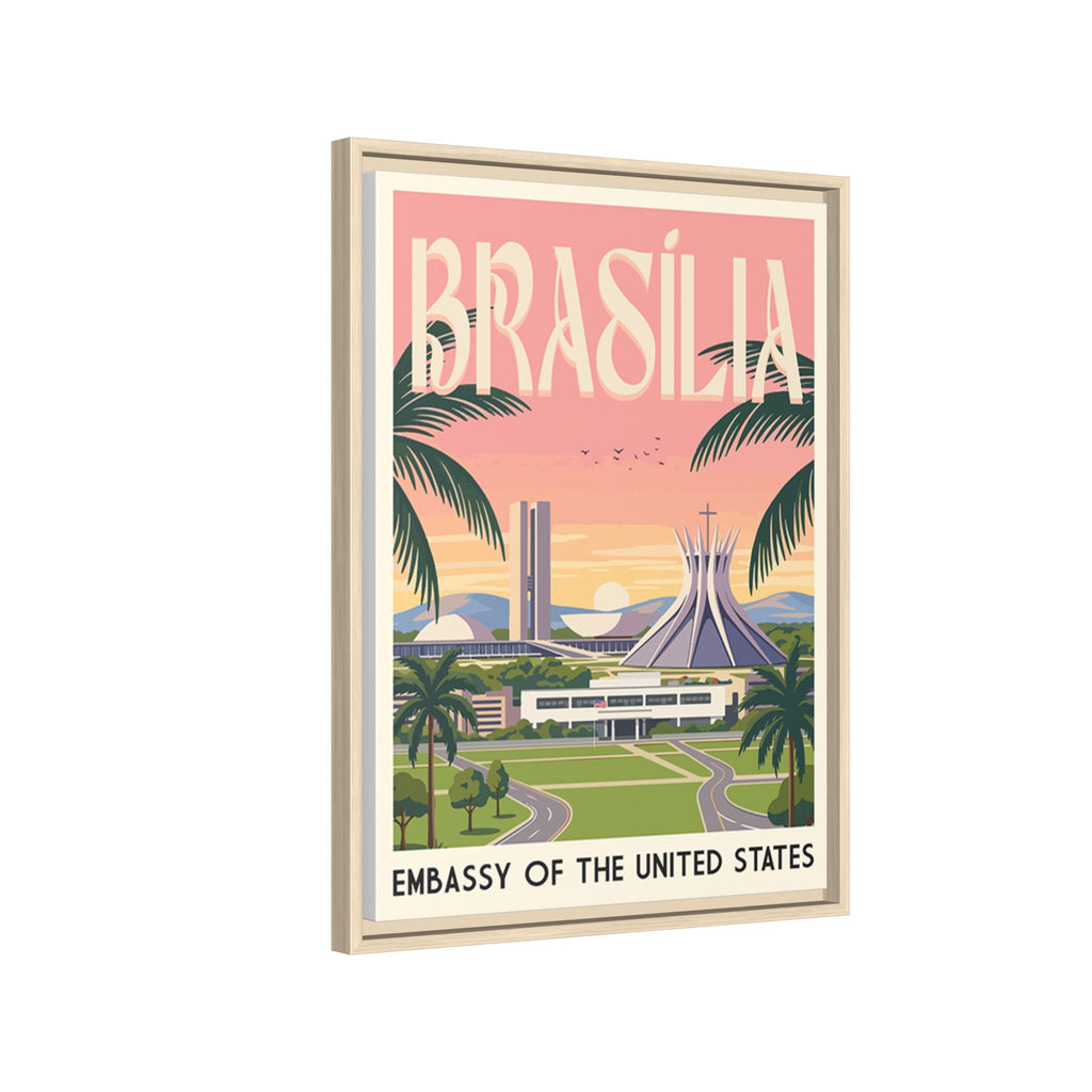 Brasília Embassy Wrapped Canvas Framed