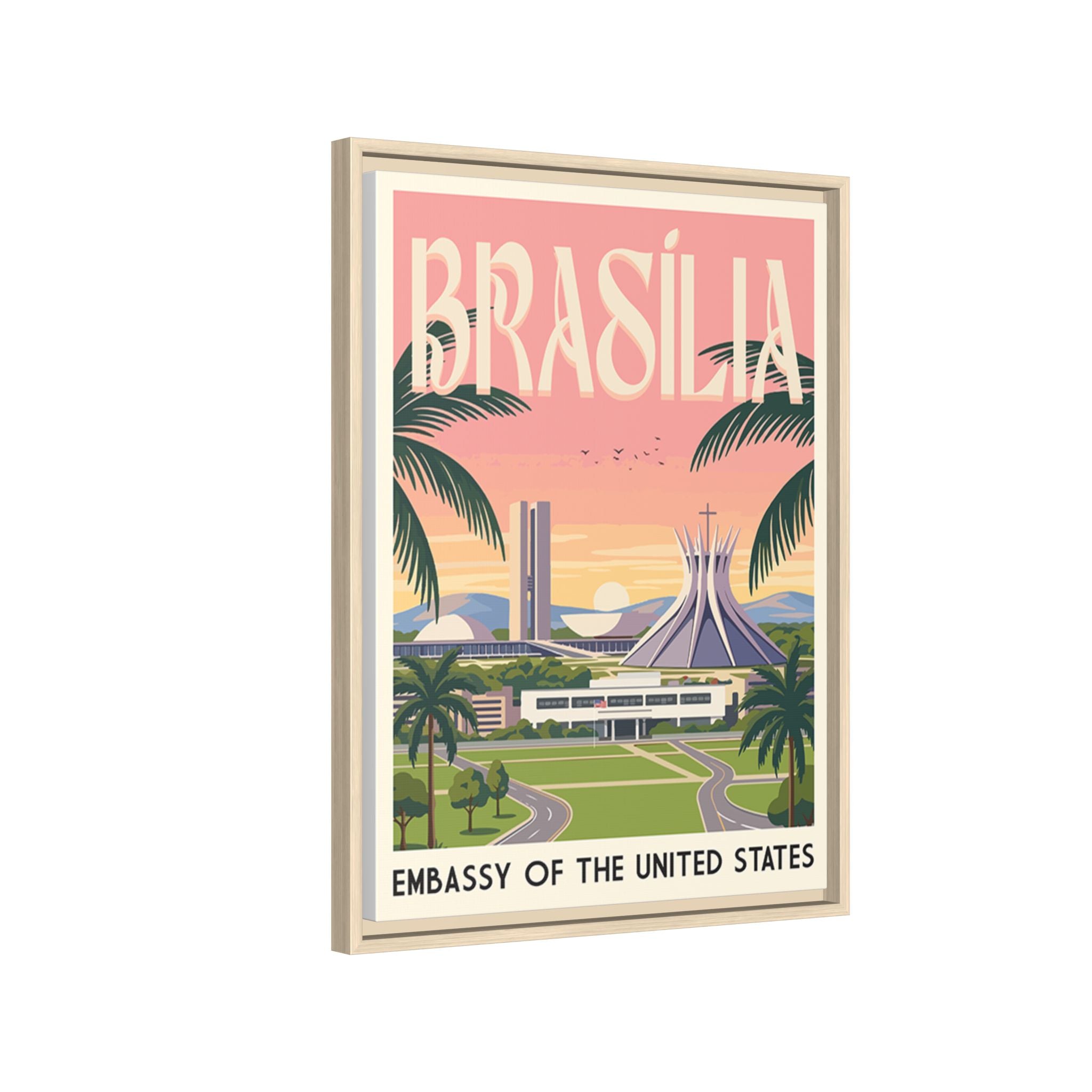 Brasília Embassy Wrapped Canvas Framed