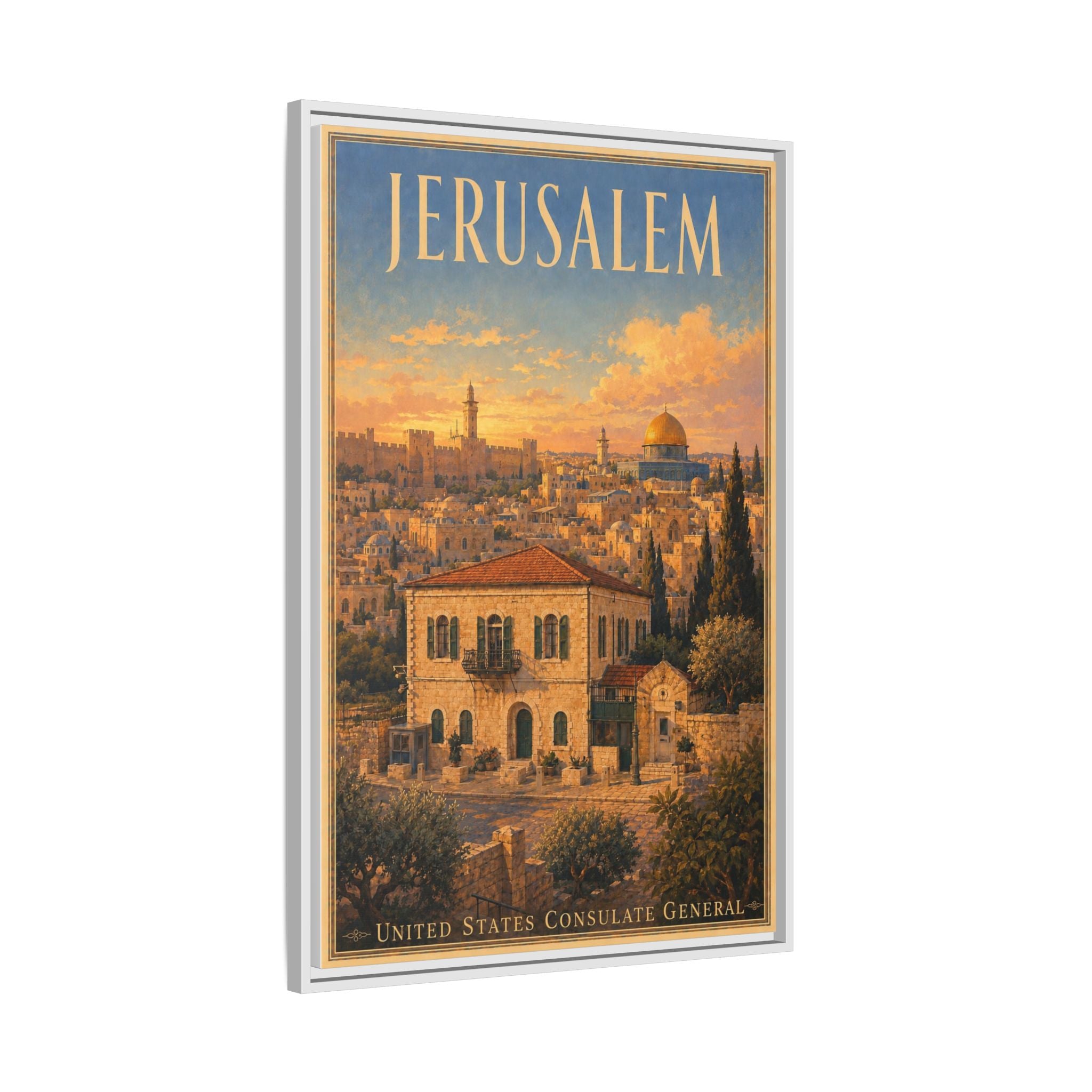 Jerusalem Consulate General Wrapped Canvas Framed