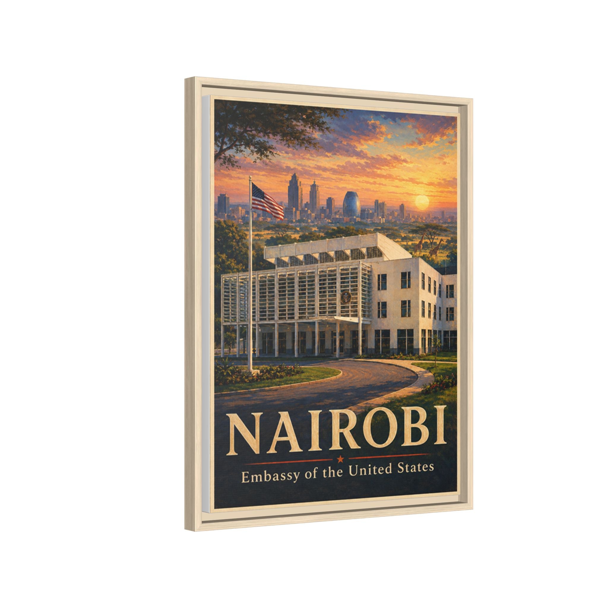 Nairobi Embassy Wrapped Canvas Framed