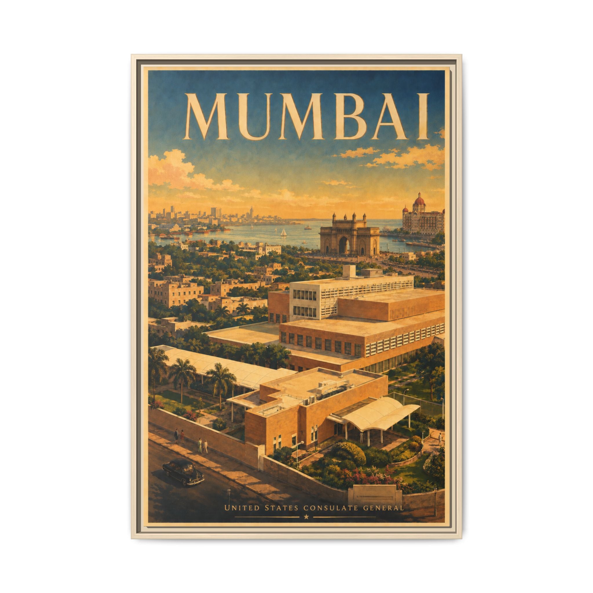Mumbai Consulate General Wrapped Canvas Framed